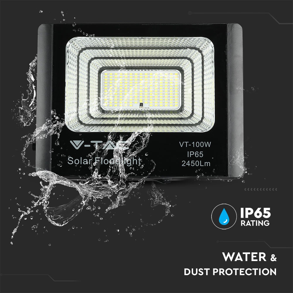 V-TAC Solar LED-Fluter VT-100W, 35 W, 4000 K, mit Panel + Fernbedienung