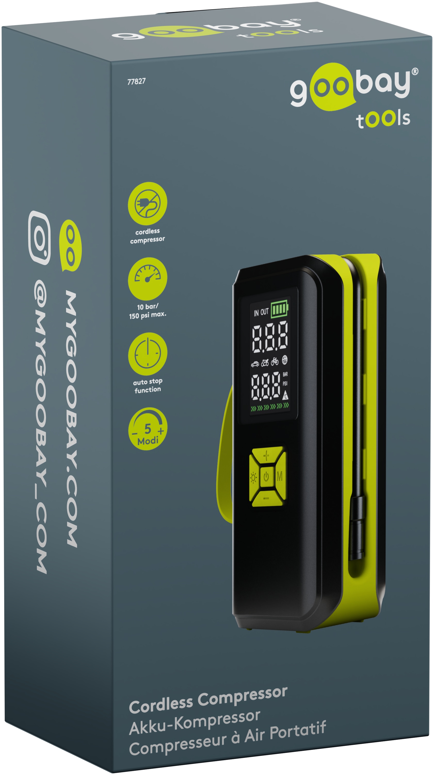 GOOBAY TOOLS Akku-Kompressor, 77827, 10 bar