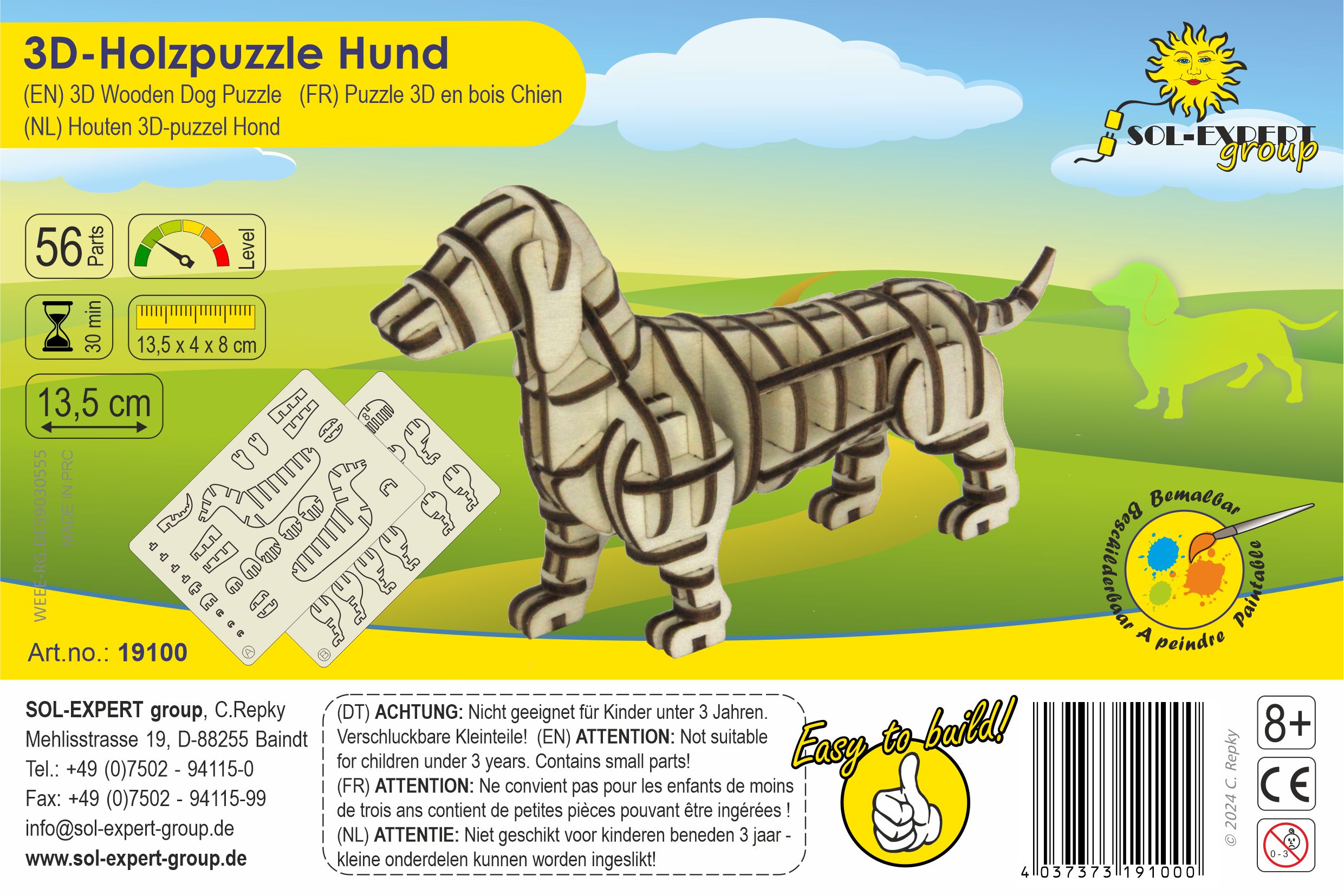 SOL-EXPERT 3D Holz Puzzle Hund