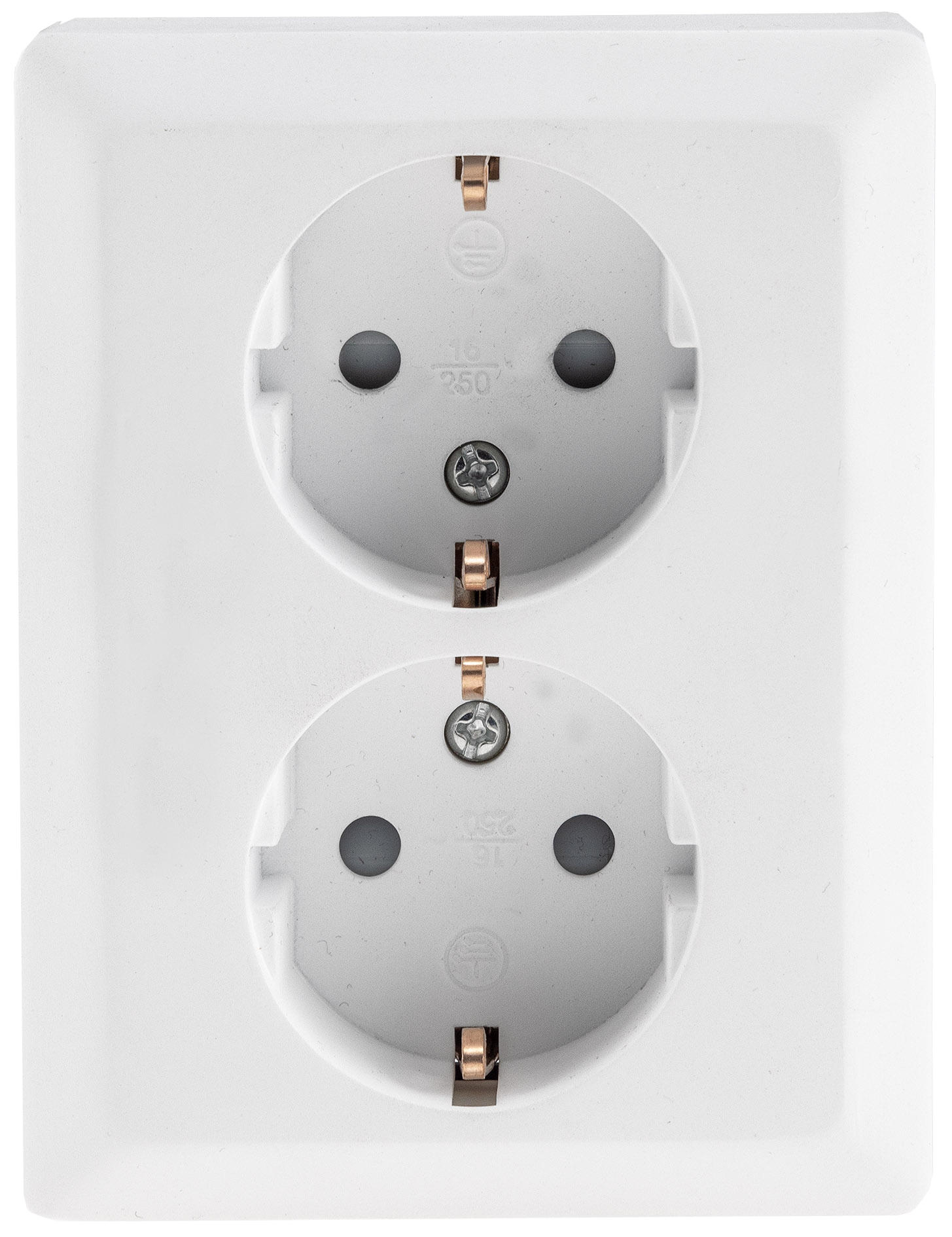 MILOS Schutzkontakt-Steckdose 23717, 2-fach, 2in1, 16A/250V, UP, weiß MILOS Schutzkontakt-Steckdose 23717, 2-fach, 2in1, 16A/250V, UP, weiß
