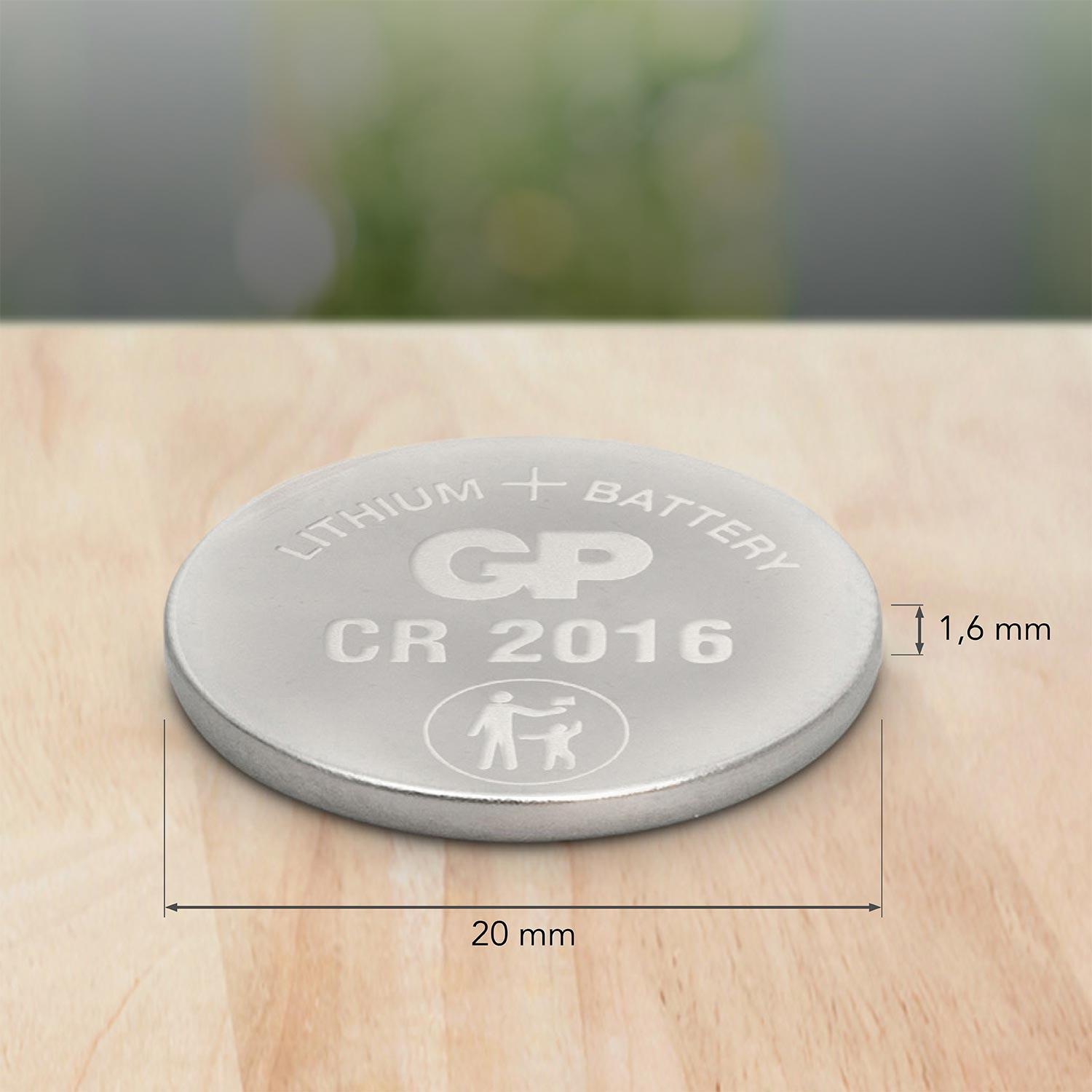 GP Knopfzelle, CR2016, Lithium, 3 V, 2 St.
