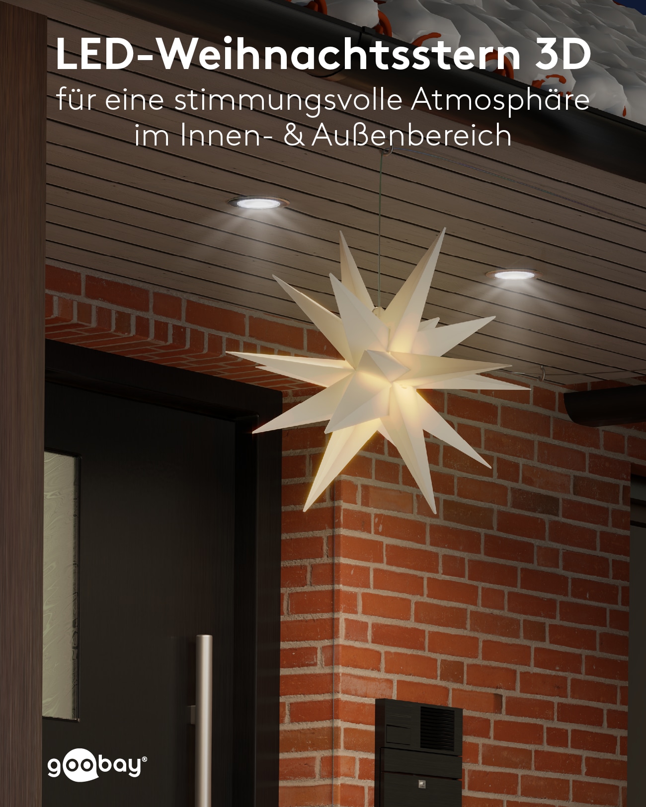 GOOBAY LED-Stern, 18 Zacken, 56cm, Outdoor, Timerfunktion, mit Netzteil