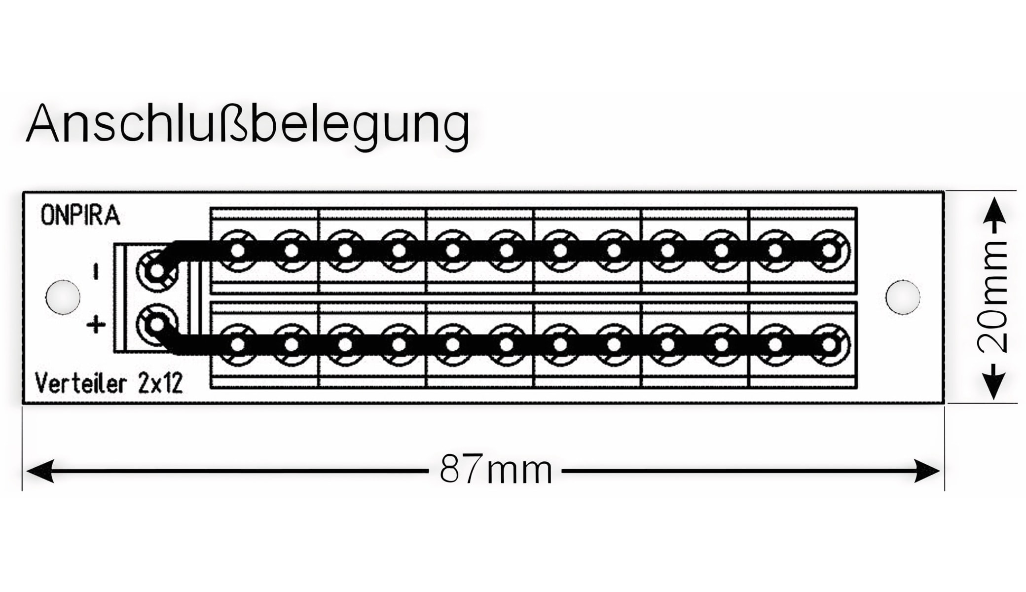 Stromverteiler 2x 12-polig, V2x12, mit Schraubklemmen