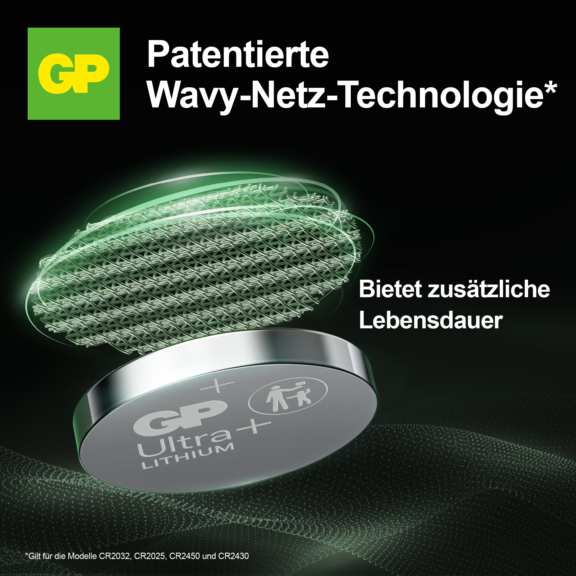 GP Ultra Plus, CR2032 Lithium Knopfzelle, 3 V, 5 Stück