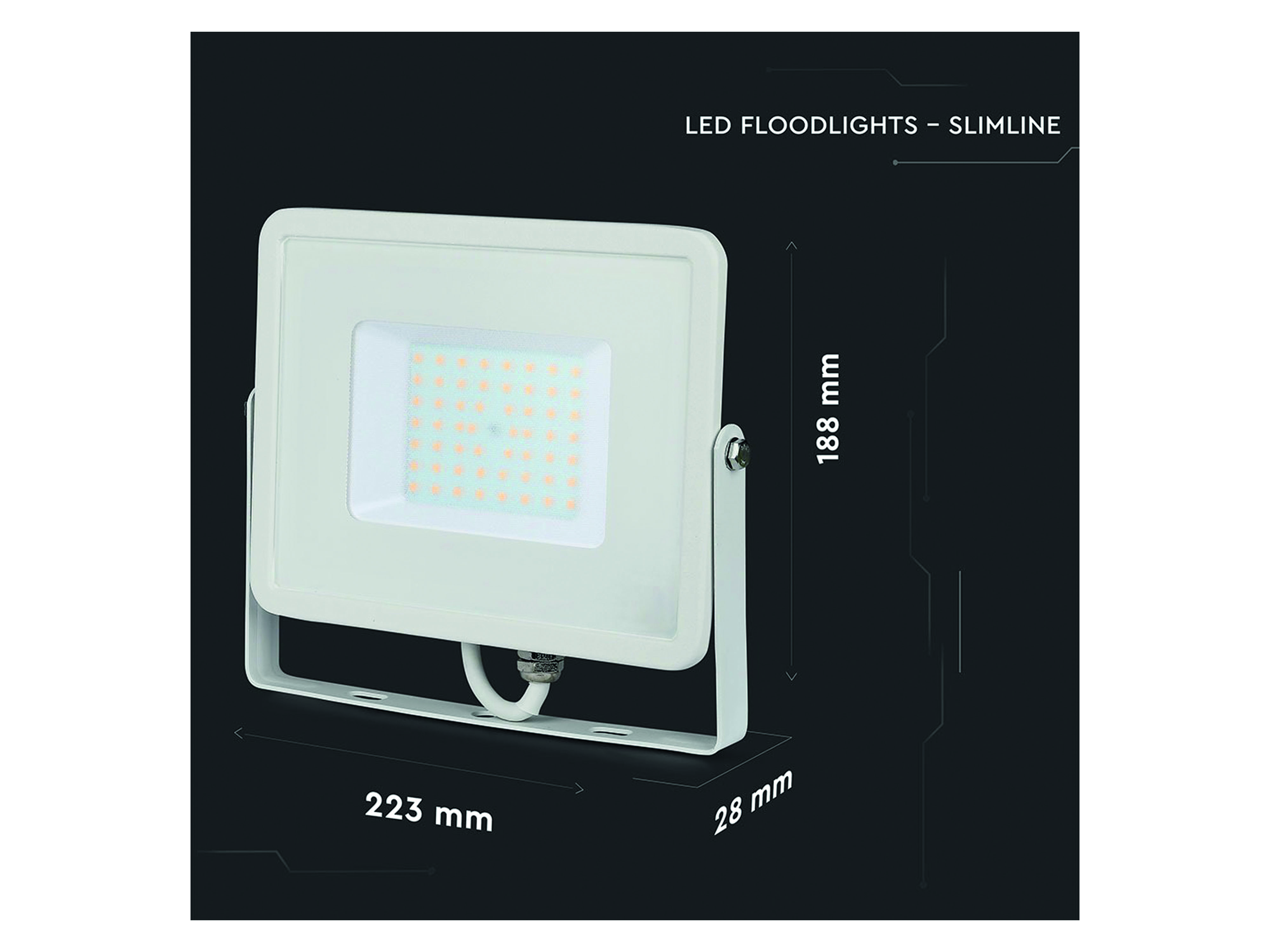 V-TAC LED-Flutlichtstrahler VT-50 (410), EEK: F, 50 W, 4000 lm, 4000K V-TAC LED-Flutlichtstrahler VT-50 (410), EEK: F, 50 W, 4000 lm, 4000K