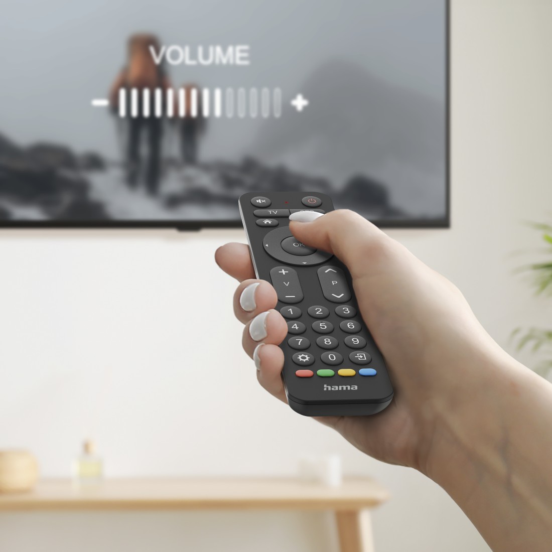 HAMA Universal-Fernbedienung TV, Infrarot, für 2 Geräte, große Tasten, lernfähig, schwarz