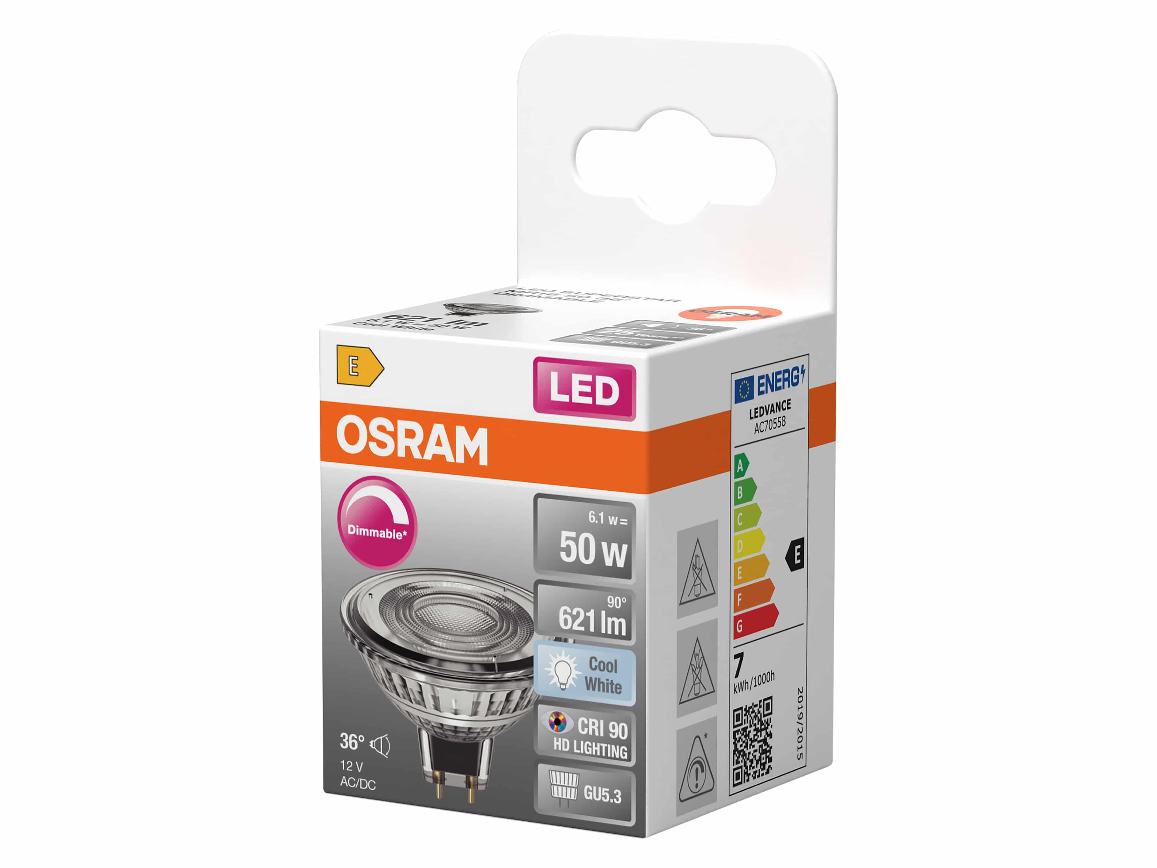 OSRAM LED-Lampe SUPERSTAR, dimmbar, GU5.3, 6,1W, 4000K, EEK: E, 621lm, IP20, neutralweiß