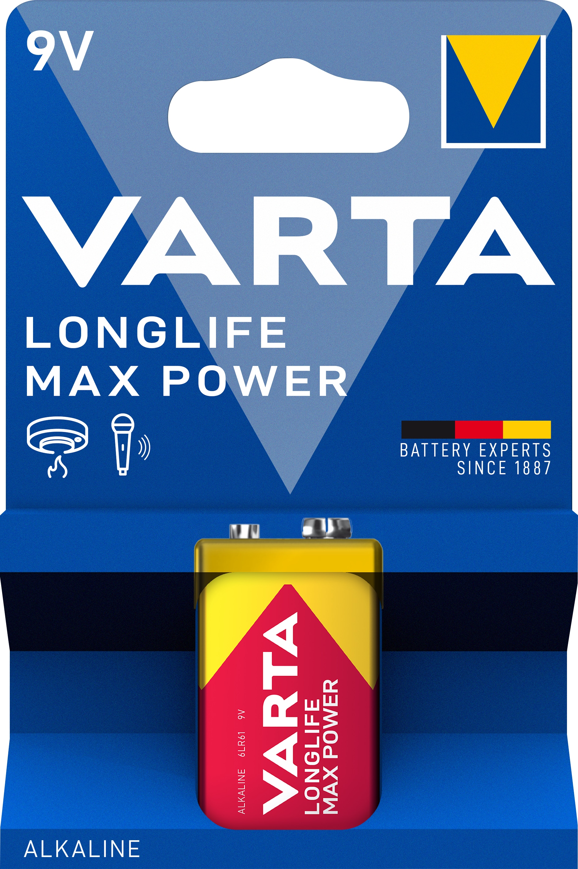 VARTA 9V-Blockbatterie, LONGLIFE, Max Power, 1St.