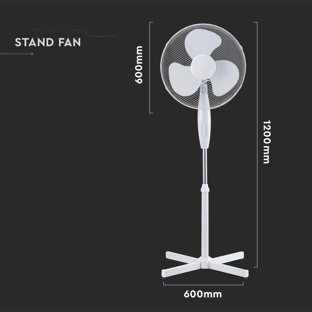 V-TAC Standventilator VT-4016-3, 40 W, 40 cm, weiß
