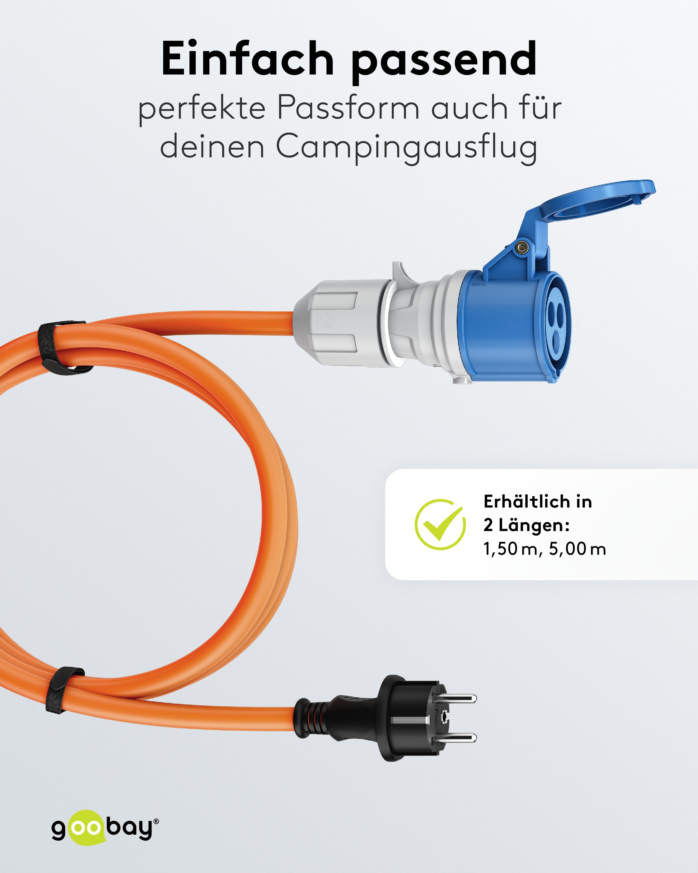 GOOBAY CEE-Adapterkabel 76219, 5 m, Stecker zu Schutzkontakt Stecker
