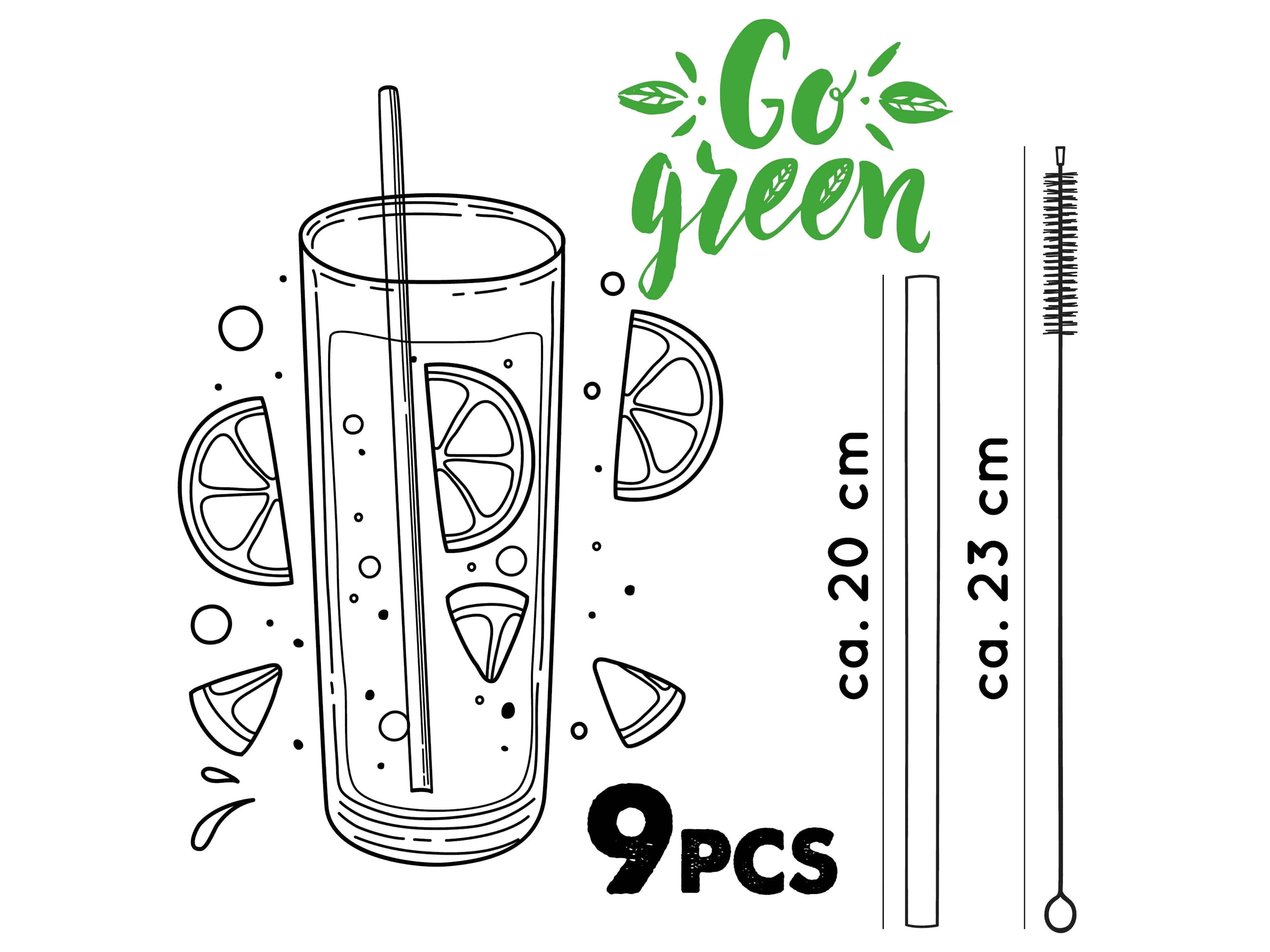 Bambus Trinkhalme, 8 Stück, Ø6x200 mm, mit Reinigungsbürste