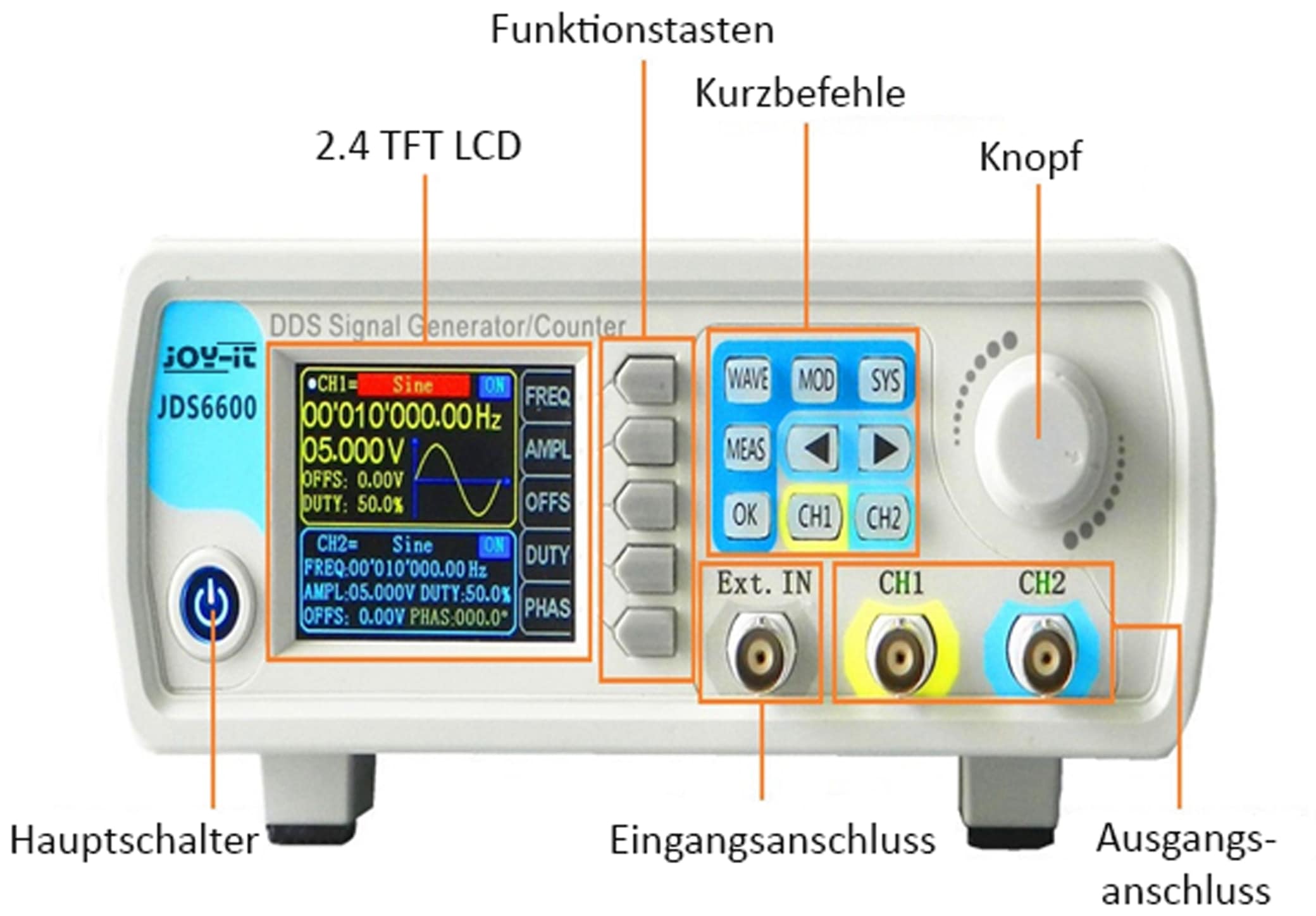 JOY-IT Signalgenerator und Frequenzzähler, JDS6600-LITE,