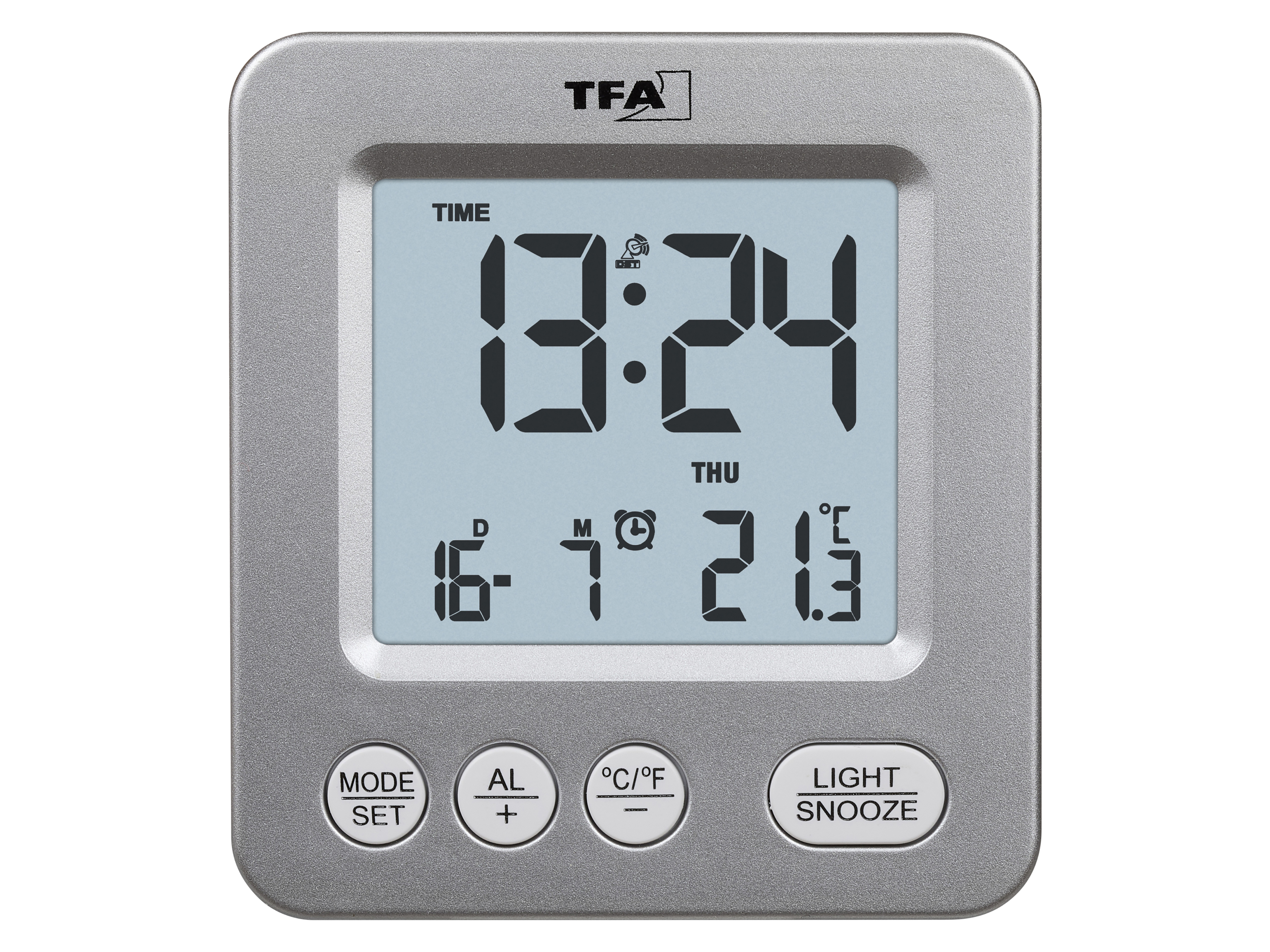 TFA Digitaler Funkwecker NOX 60.2567.54, silber