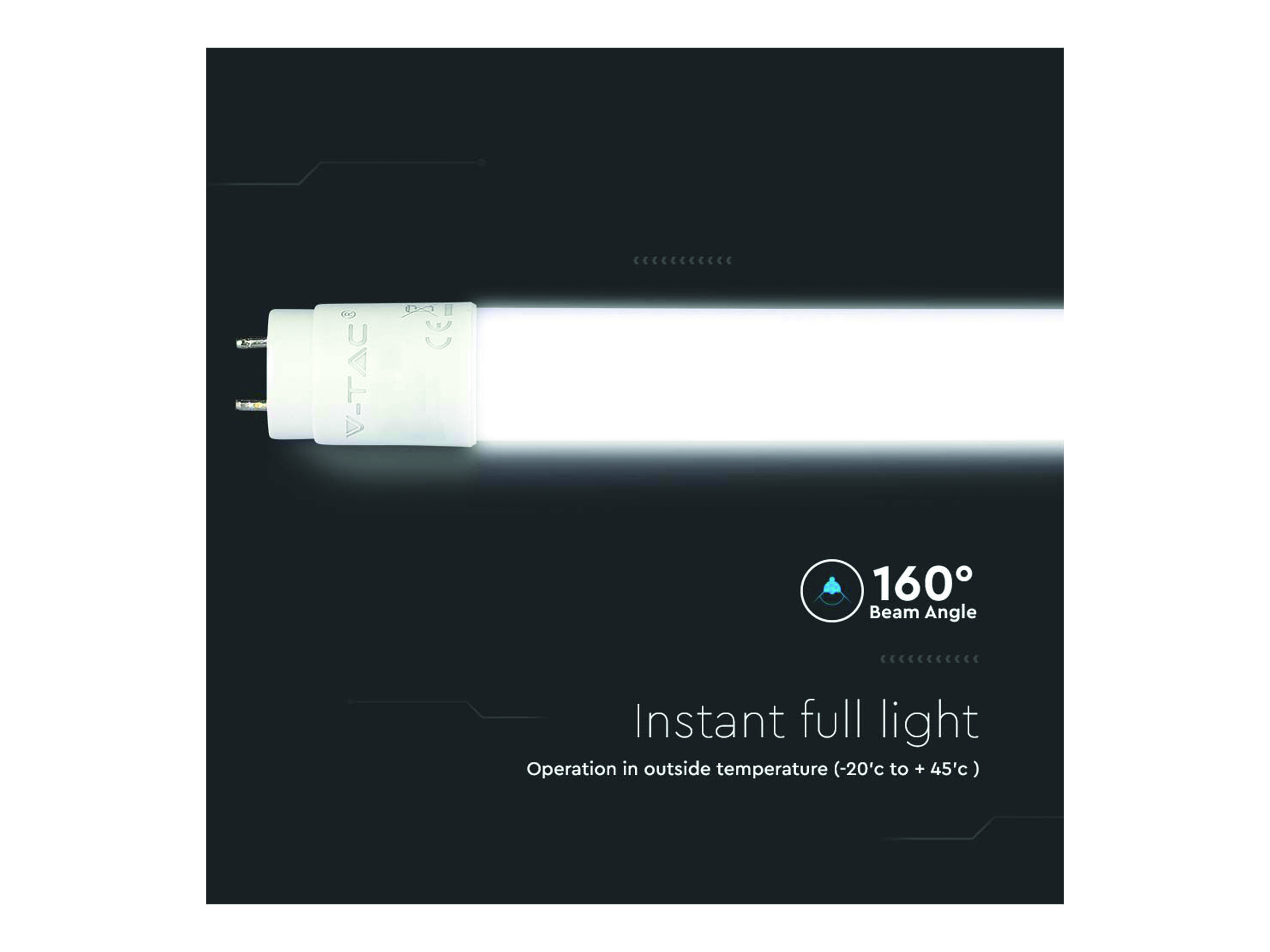 V-TAC LED-Röhre VT-152, HIGH LUMEN, EEK: E, 22 W, 3000 lm, G13, 4000 K, 150 cm