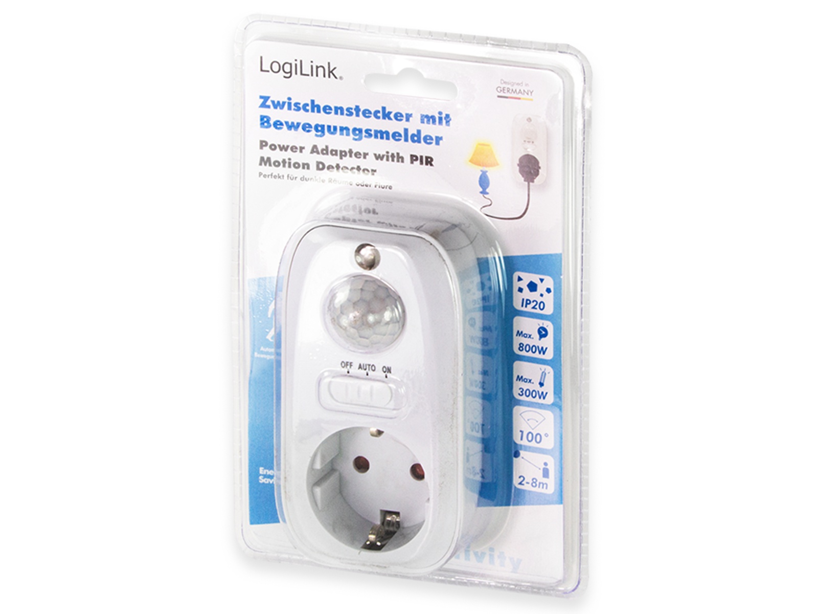 LOGILINK Steckdose mit Bewegungsmelder PA0248, weiß