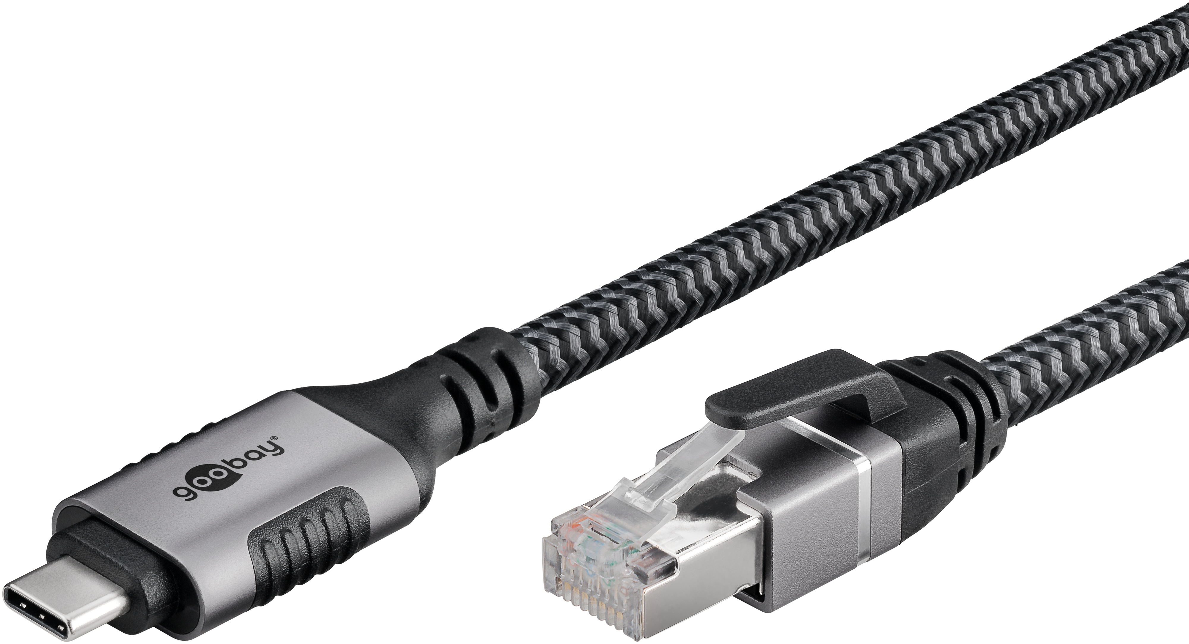 GOOBAY Ethernet-Kabel CAT6 USB-C 3.1 auf RJ45, 1m, schwarz/silber GOOBAY Ethernet-Kabel CAT6 USB-AC 3.1 auf RJ45 1m