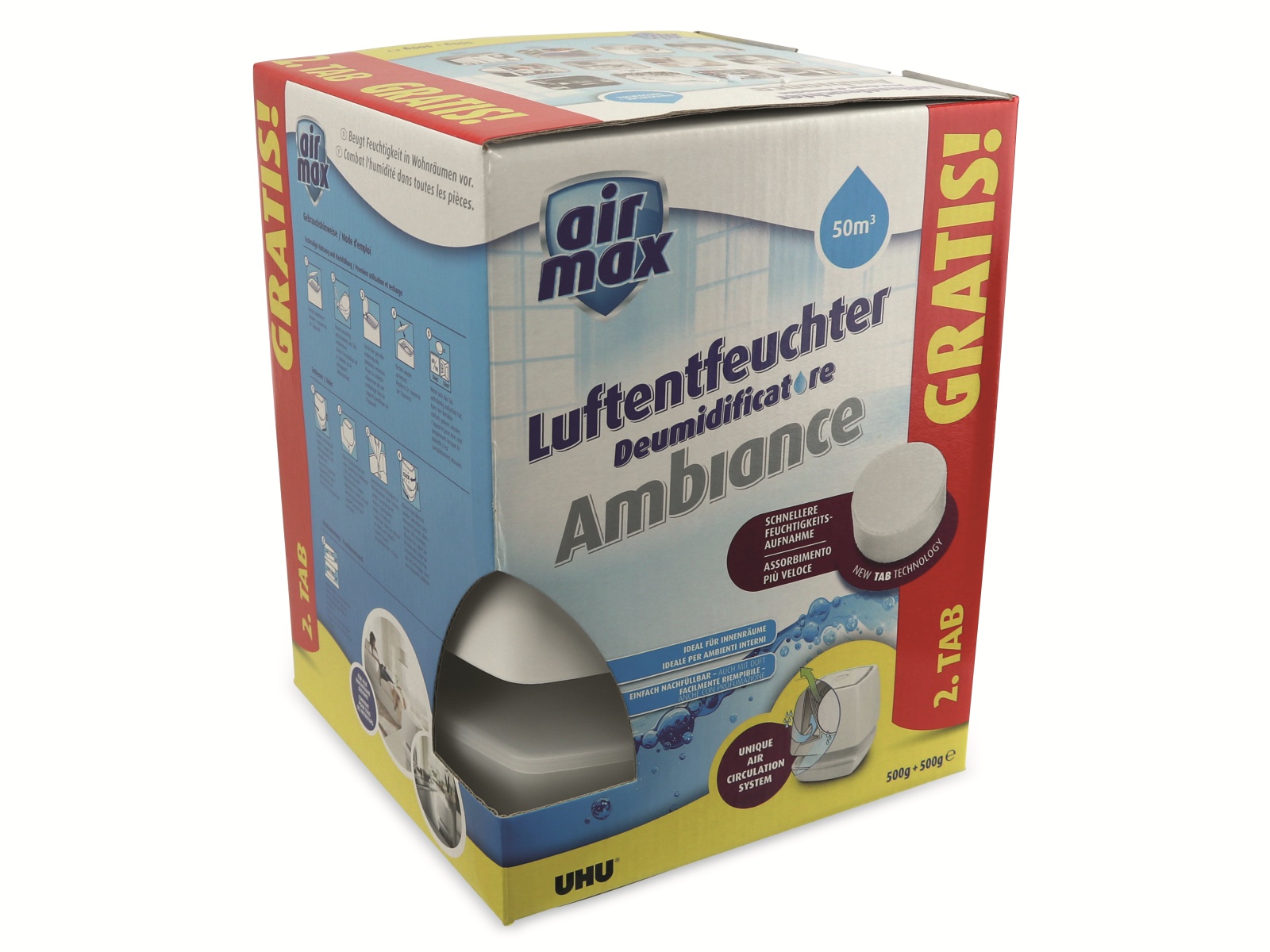 UHU Luftentfeuchter Air Max 48141, 2x500 g Tabs UHU Luftentfeuchter Air Max 48141, 2x500 g Tabs