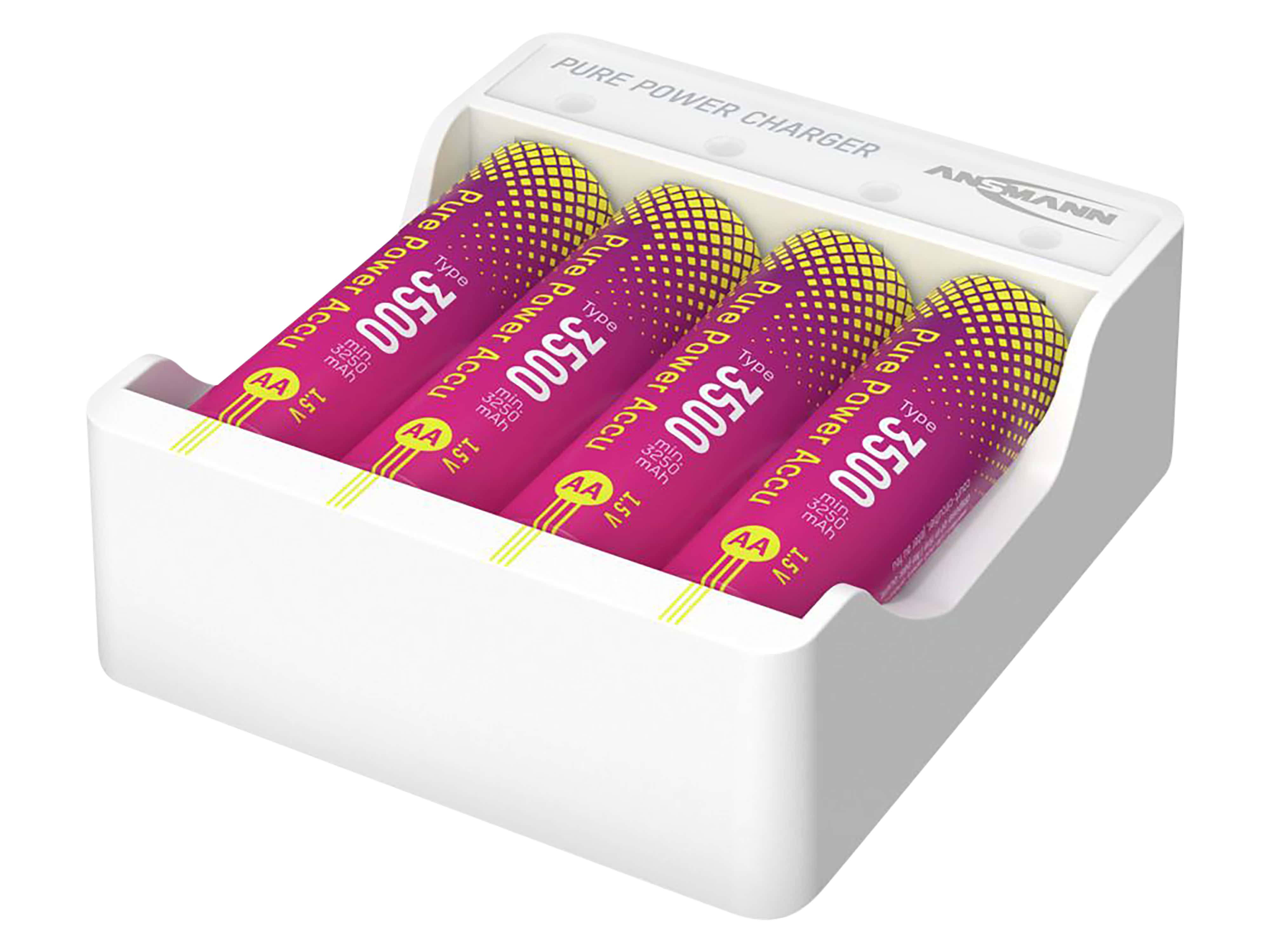 Lademodul ANSMANN Pure Power Set, 4× Mignon AA Akkus Typ 3500