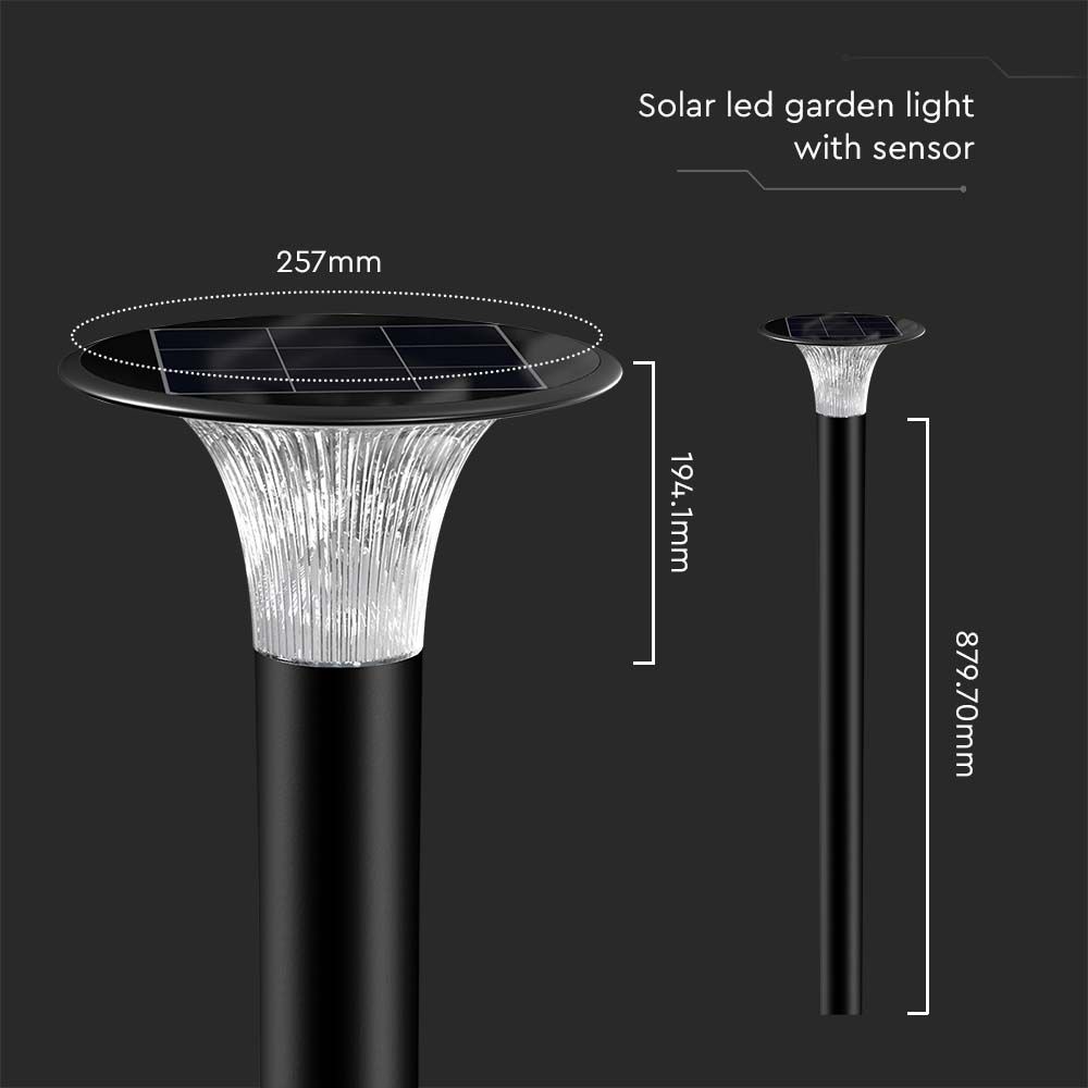 V-TAC Solar LED-Wegeleuchte VT-413, 15 W, 6000 K + 4000 K, schwarz