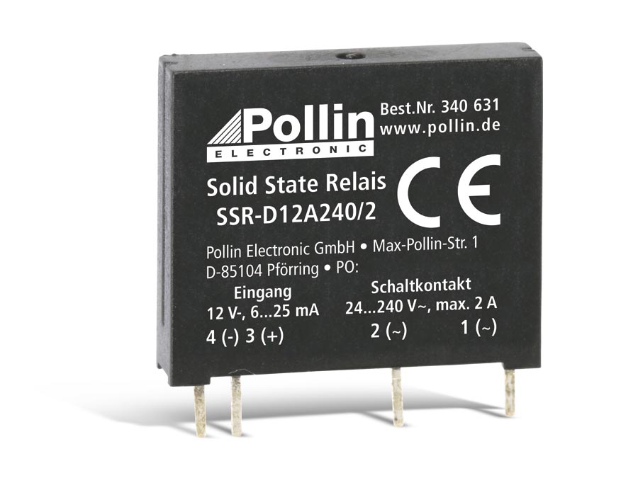 Solid State Relais SSR-D12A240/2, 12 V-, 2 A/240 V~ Solid State Relais SSR-D12A240/2, 12 V-, 2 A/240 V~