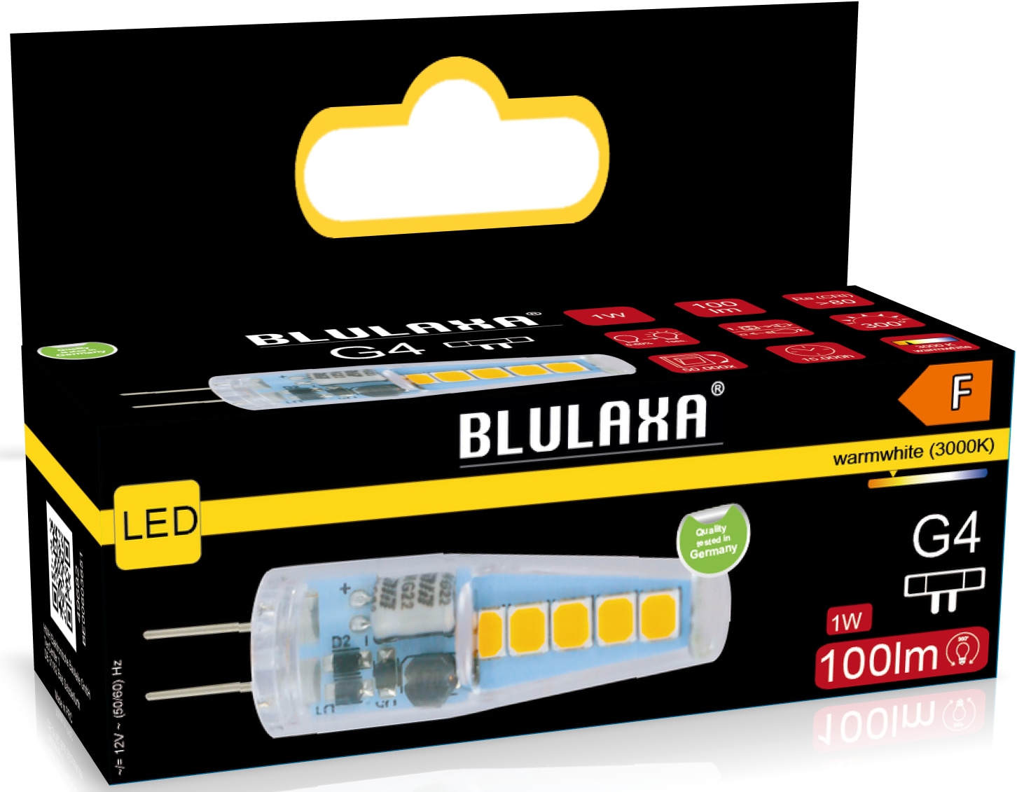 BLULAXA LED-Stiftsockellampe, EEK: F, G4, 1W, 100lm, 3000K