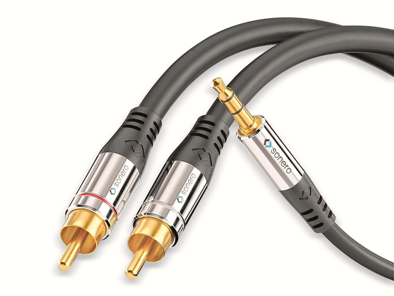 SONERO Audio-Adapterkabel, Klinke/Cinch, 3,5 mm, Stereo, 12,5 m, schwarz SONERO Audio-Adapterkabel, Klinke/Cinch, 3,5 mm, Stereo, 12,5 m, schwarz