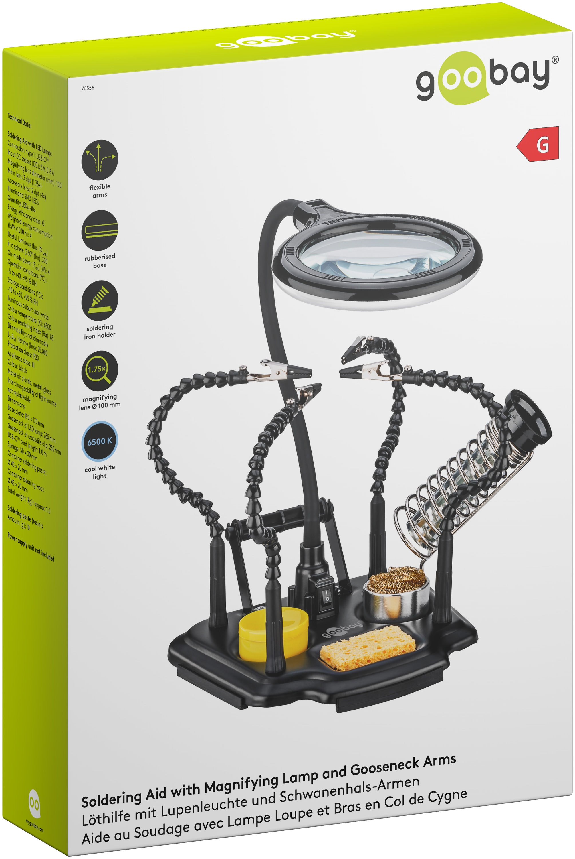 GOOBAY Löthilfe, 76558, mit Lupenleuchte und Schwanenhals-Armen