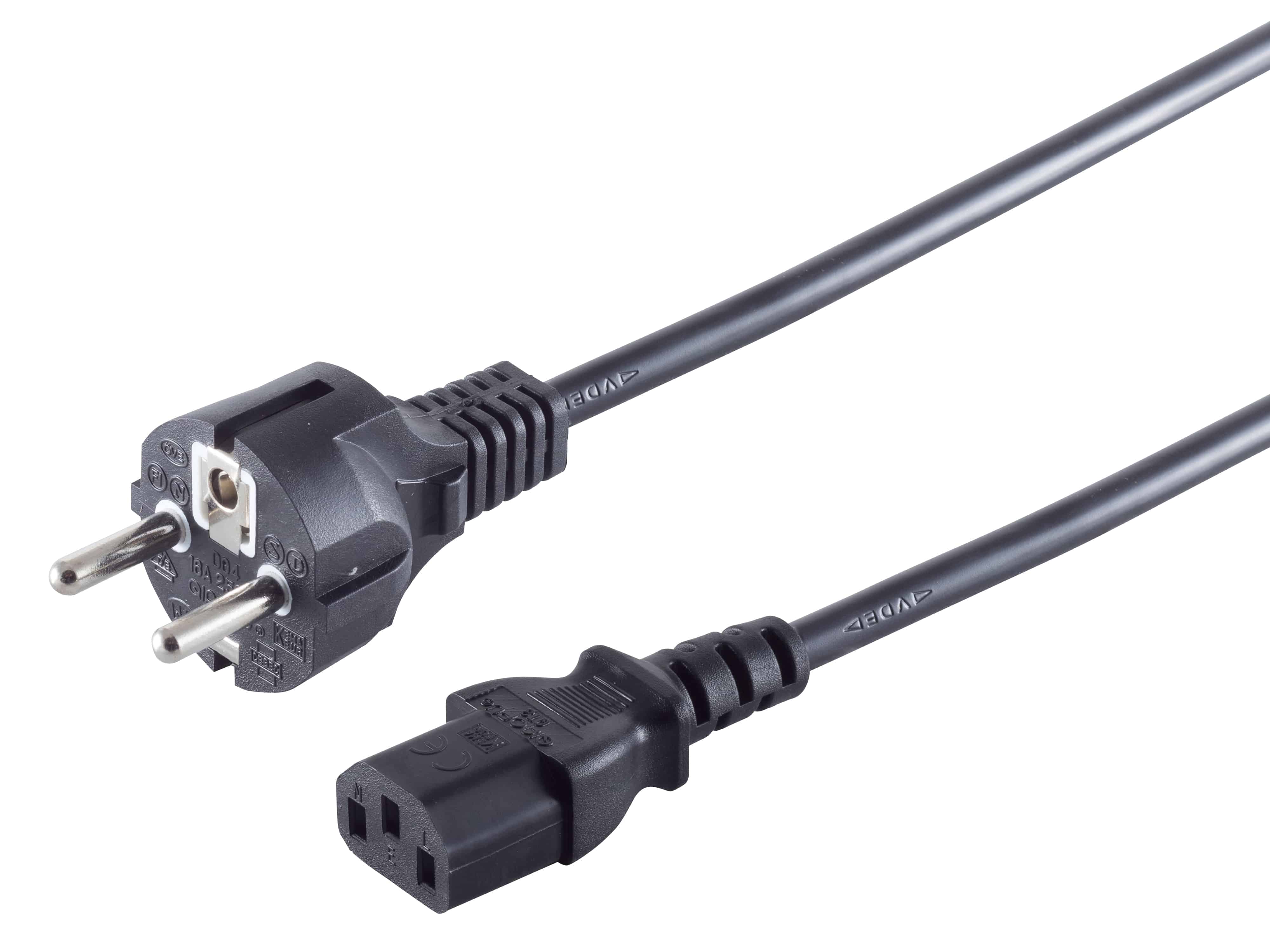 S-IMPULS Kaltgerätekabel Schutzkontaktstecker gerade - Kaltgerätebuchse gerade 1,8m schwarz