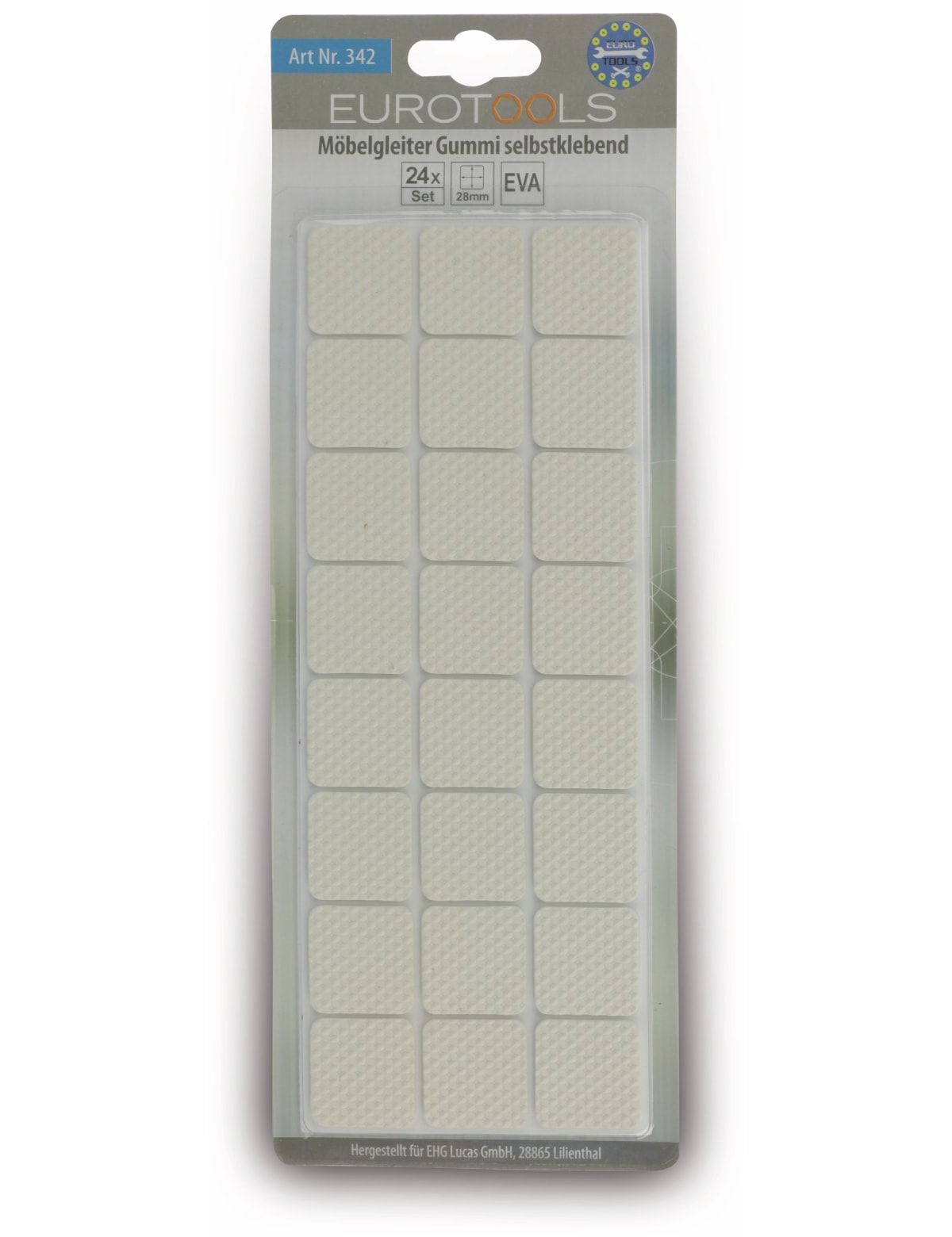 EUROTOOLS Möbelgleiter 342-NBFR, EVA, 28x28 mm, 24 Stück