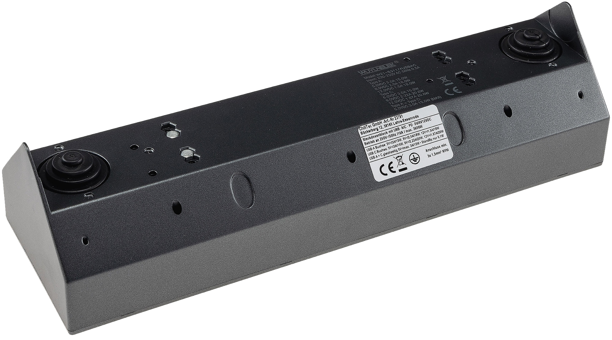 CHILITEC Steckdosenblock 23791, 4-fach, USB-A+C, 250V/16A, anthrazit CHILITEC Steckdosenblock 23791, 4-fach, USB-A+C, 250V/16A, anthrazit