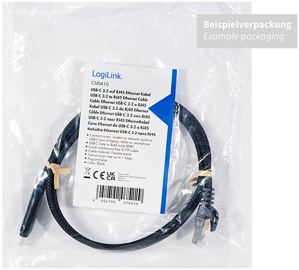 LOGILINK USB-C Ethernet-Kabel CAT6 CU0414 USB-C 3.2 auf RJ 45 5m