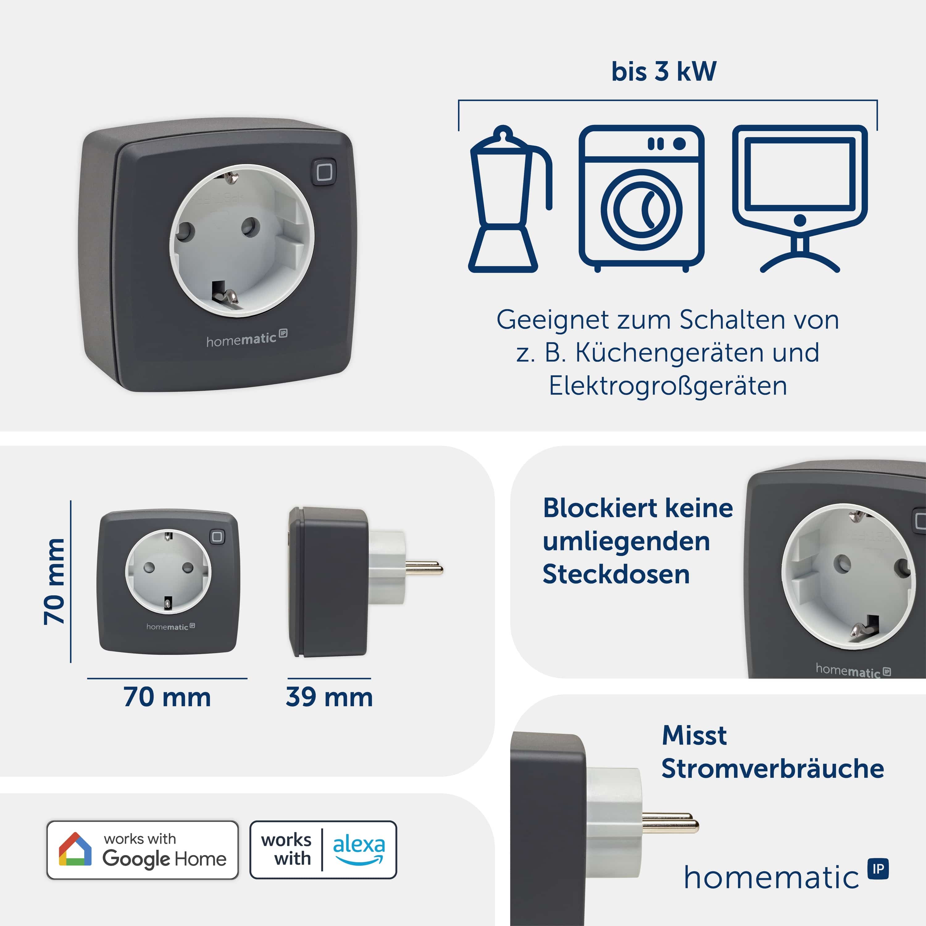 HOMEMATIC IP 161599A0, Schalt-Mess-Steckdose, anthrazit HOMEMATIC IP 161599A0, Schalt-Mess-Steckdose, anthrazit