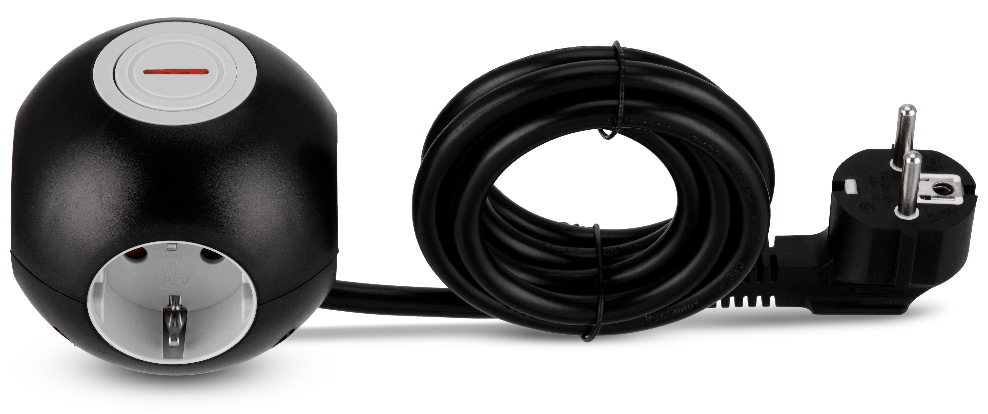 REV Powerglobe mit Schalter, 4-fach, schwarz/grau