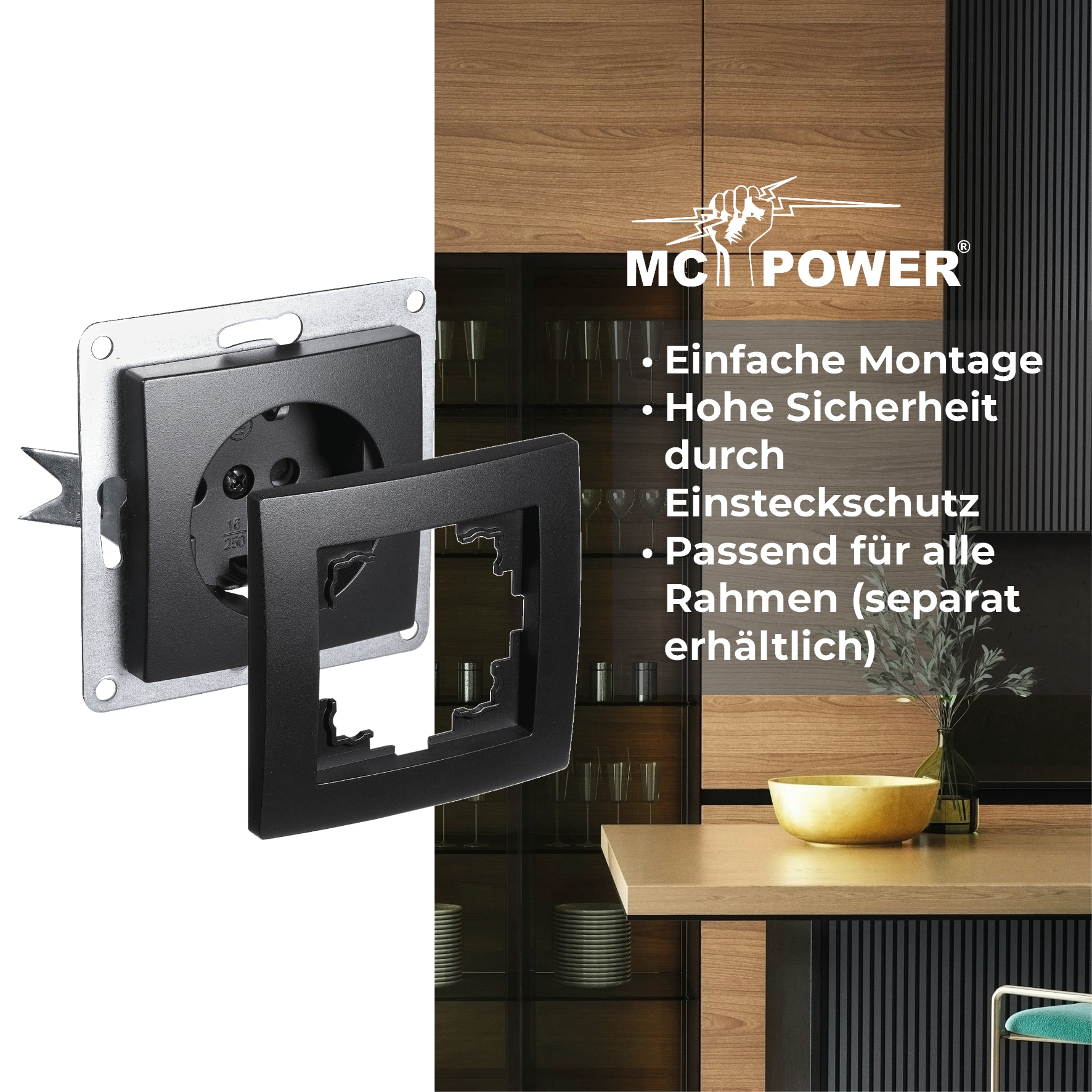 MCPOWER Steckdosen Set Beginner 2S, matt schwarz, 3-teilig