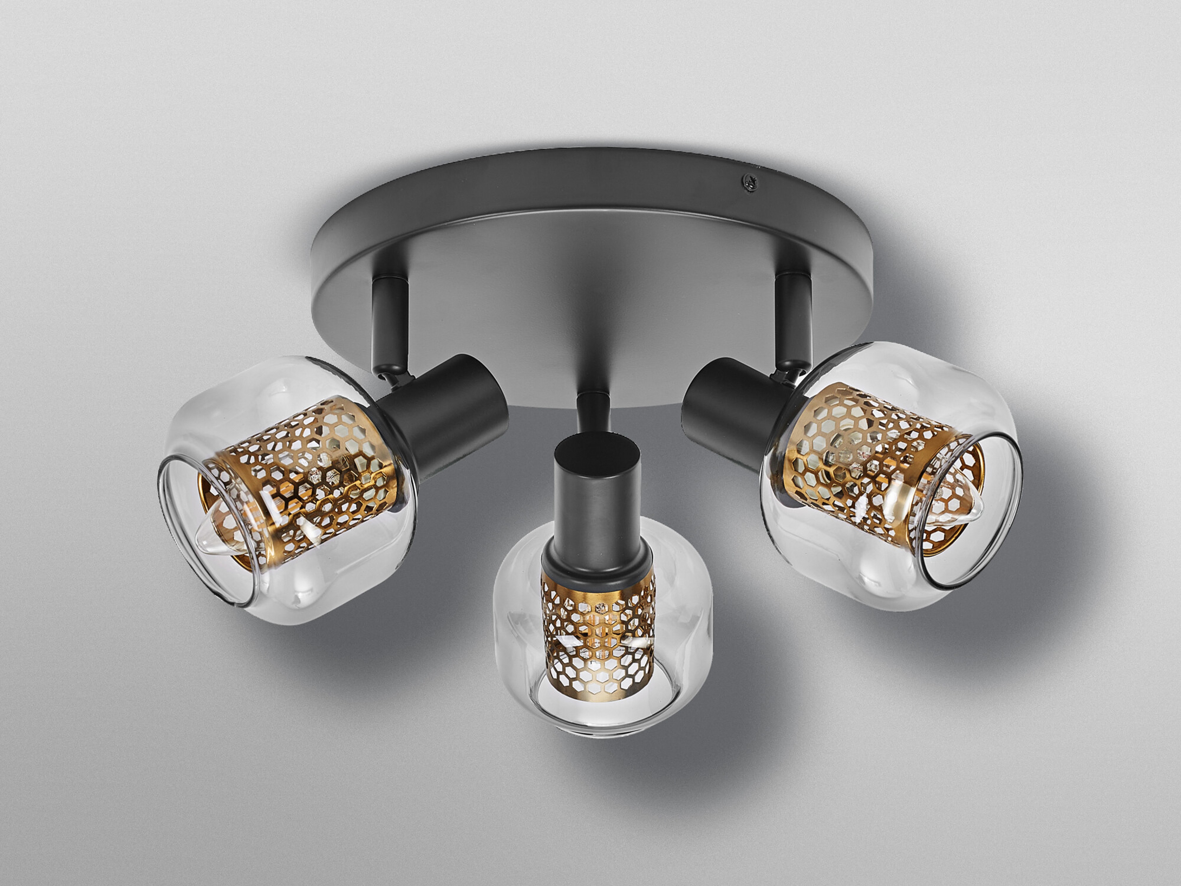 OSRAM Deckenanbau-Leuchte, E14, 8,4 W, 2700 K, 750 lm, IP20, goldenes Wabengitter, dimmbar