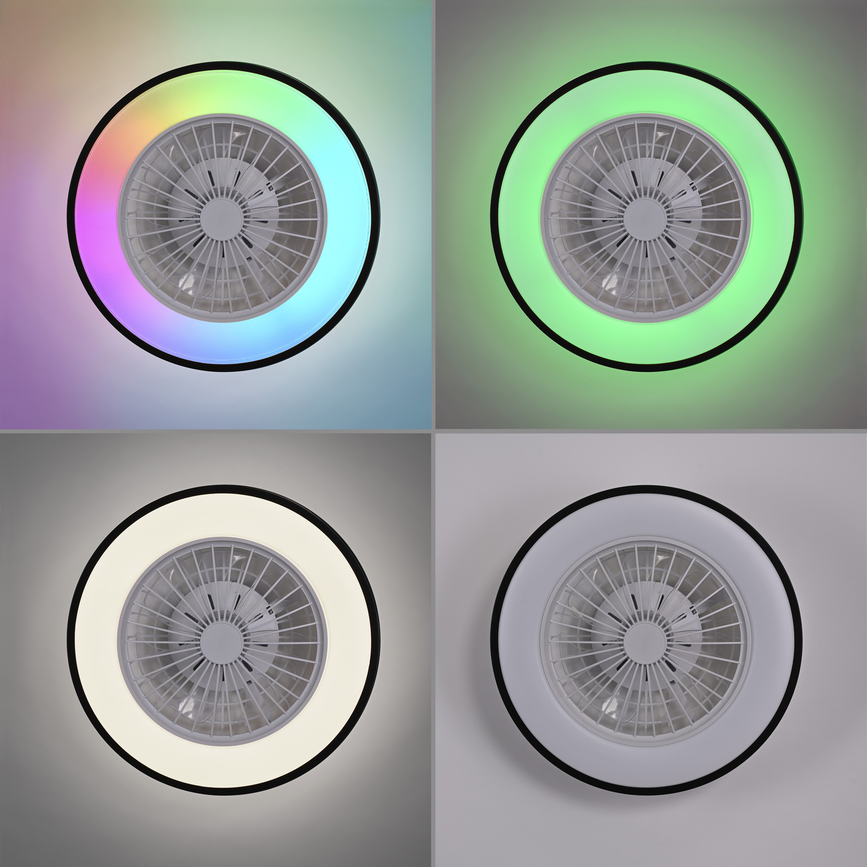 JUST LIGHT LED-Deckenleuchte 14447-18, Ventilator, 44W, 5400lm, CCT, RGB, IP20, schwarz/weiß