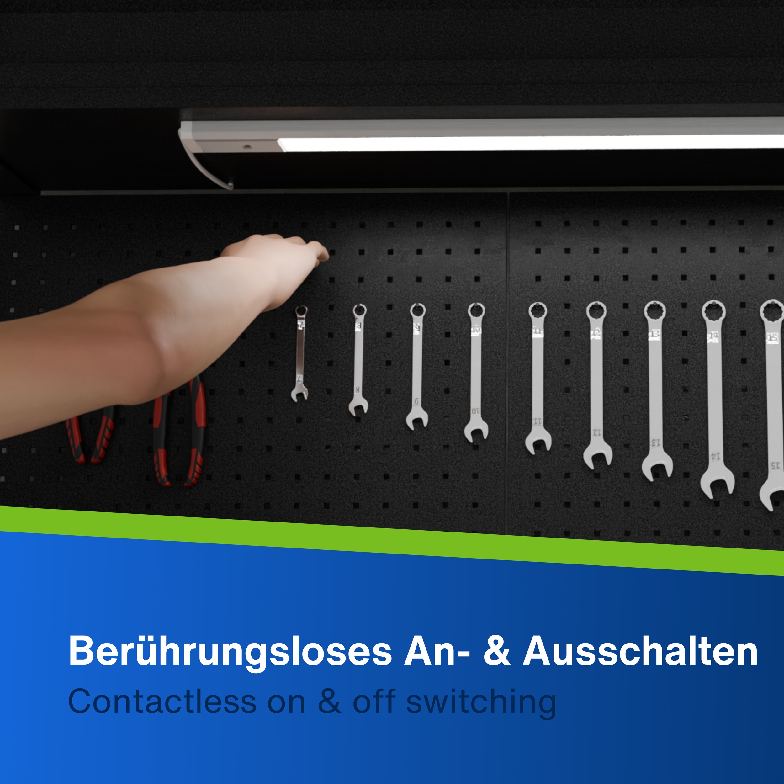 REV LED-Unterbauleuchte Alu, 10W, 3000K, 850lm, warmweiß, IP20, 90 cm