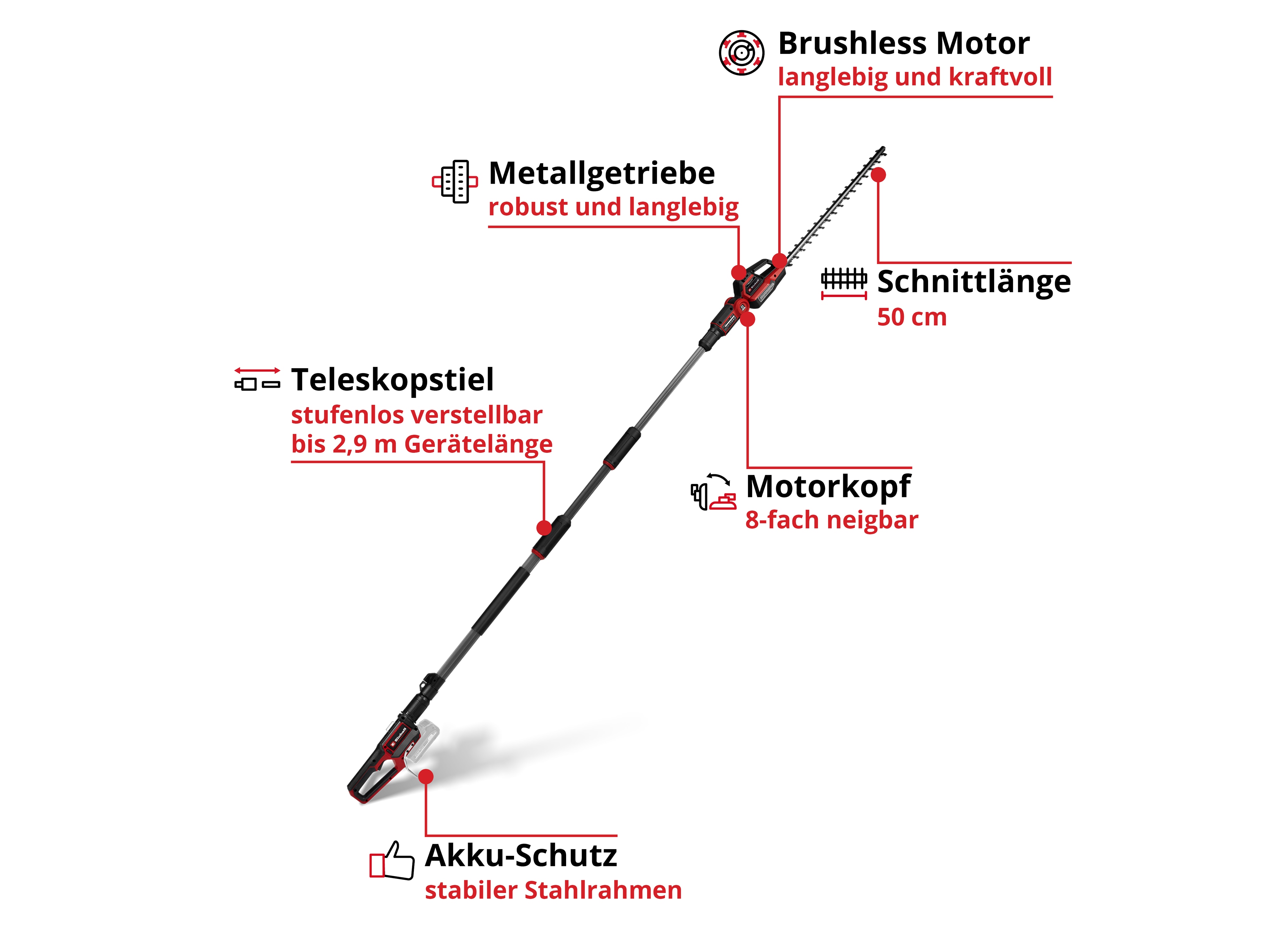 EINHELL PROFESSIONAL Akku-Teleskop-Heckenschere GP-HH 18/50 Li T BL Kit (1x 4,0 Ah)