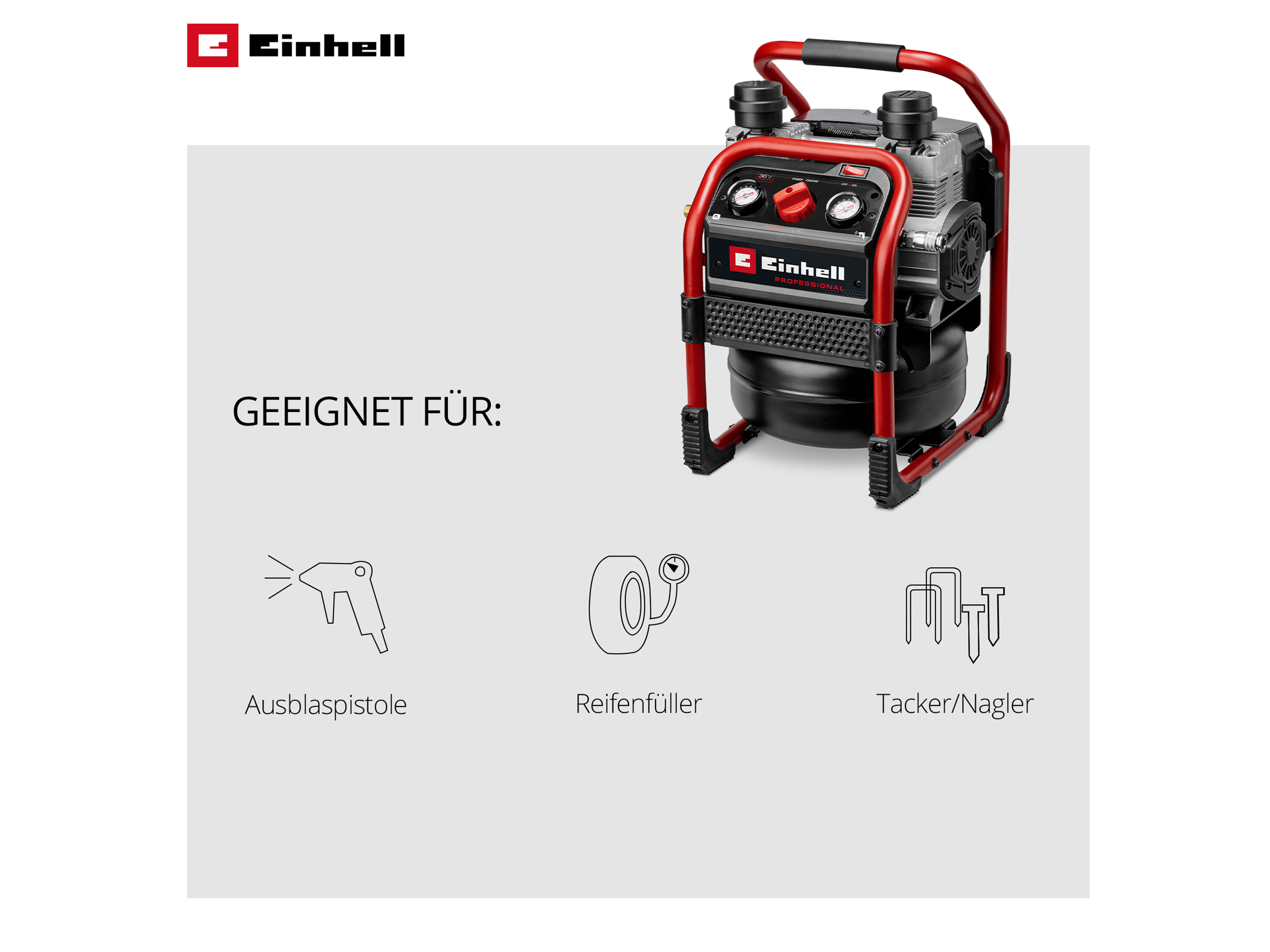 EINHELL PROFESSIONAL Akku-Kompressor SILENZZO 36/210, 4020380