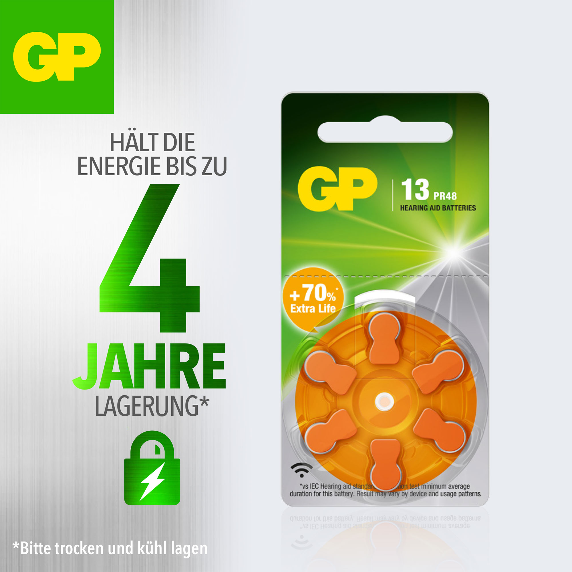 GP ZA 13 Hörgeräte Batterie, PR 48, 6-Stück GP ZA 13 Hörgeräte Batterie, PR 48, 6-Stück