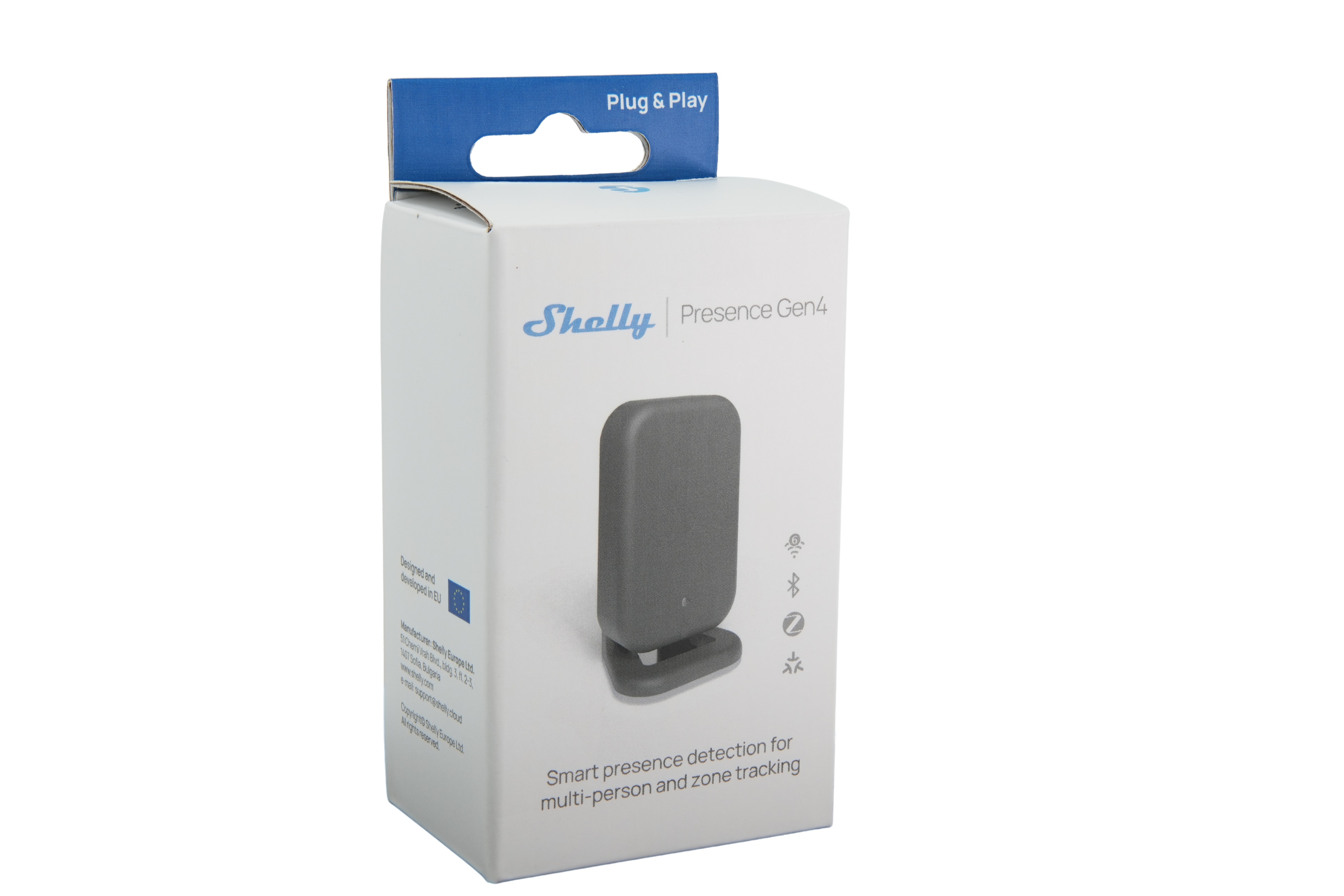 SHELLY Präsenzmelder Presence Sensor, Gen4, WLAN, Zigbee, BT, Matter, schwarz