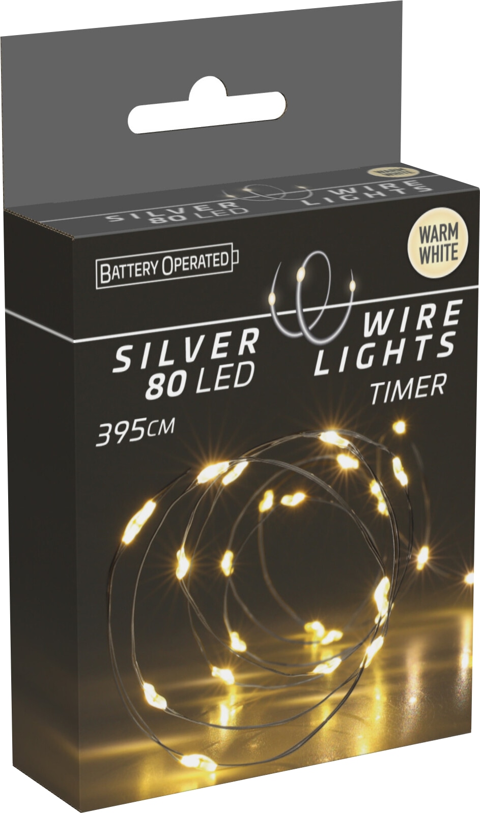 LED-Lichterkette Draht 80 LEDs, warmweiß, Batteriebetrieb, Innen, Timer LED-Lichterkette Draht 80 LEDs, warmweiß, Batteriebetrieb, Innen, Timer