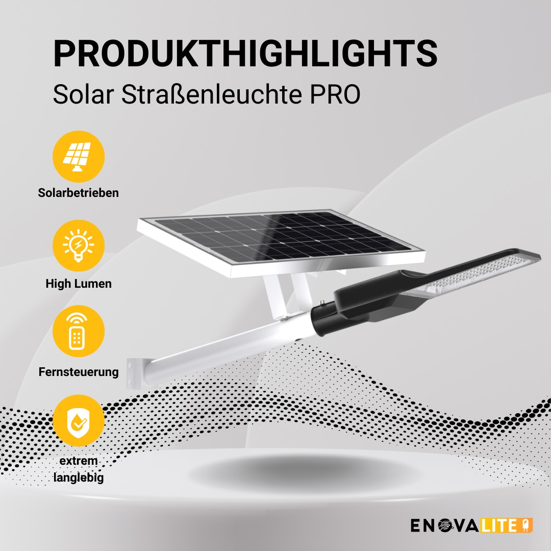 ENOVALITE Solar LED-Straßenleuchte-PRO, 400 W, 5200 lm, 6500 K ENOVALITE Solar LED-Straßenleuchte-PRO, 400 W, 5200 lm, 6500 K