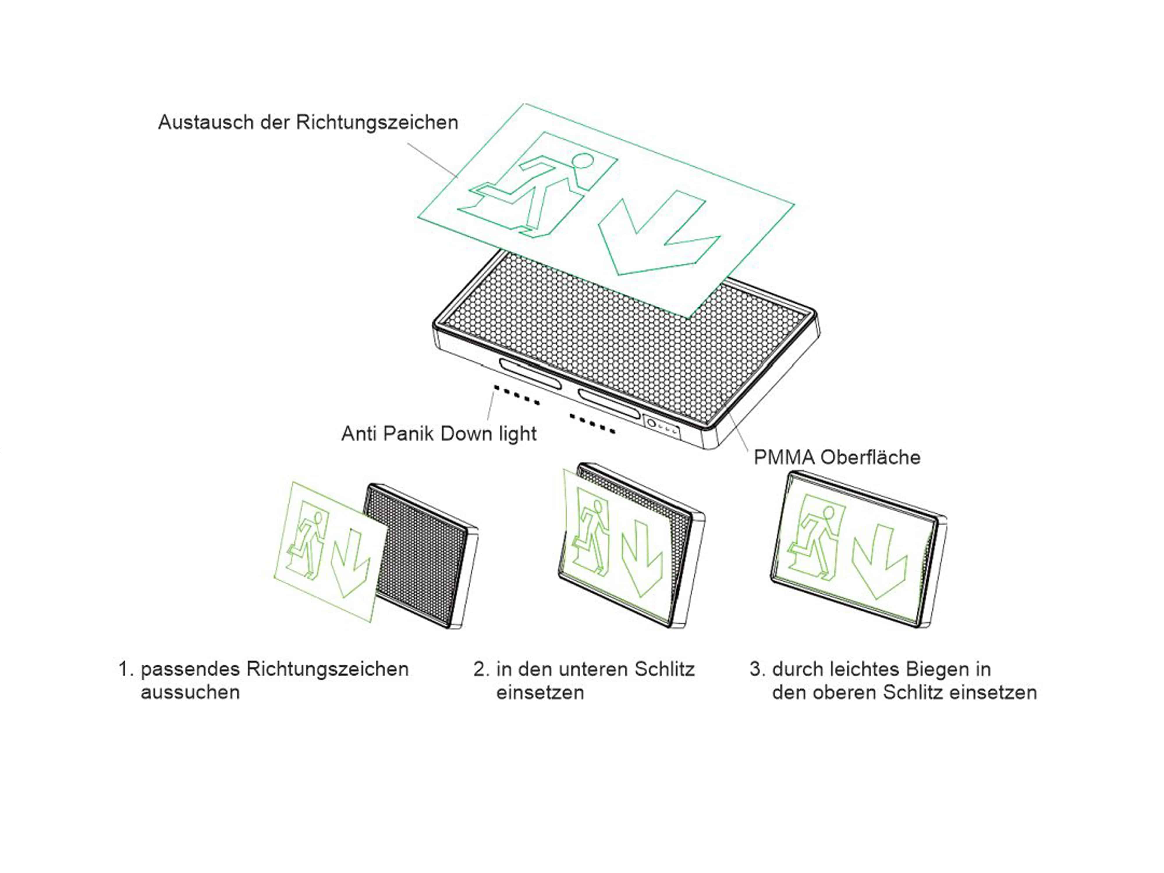 ENOVALITE LED-Fluchtwegleuchte, 200101, inkl. Notstromeinheit, TEST-Funktion