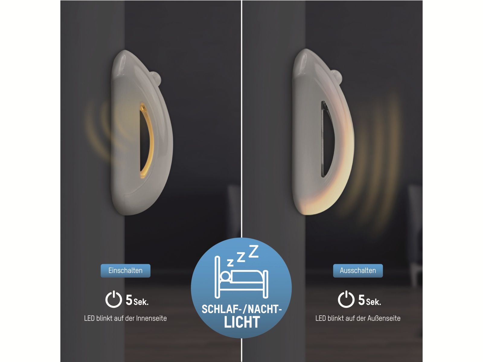 ANSMANN LED-Orientierungslicht NL25B, Dämmerungs- und Bewegungssensor, batteriebetrieben