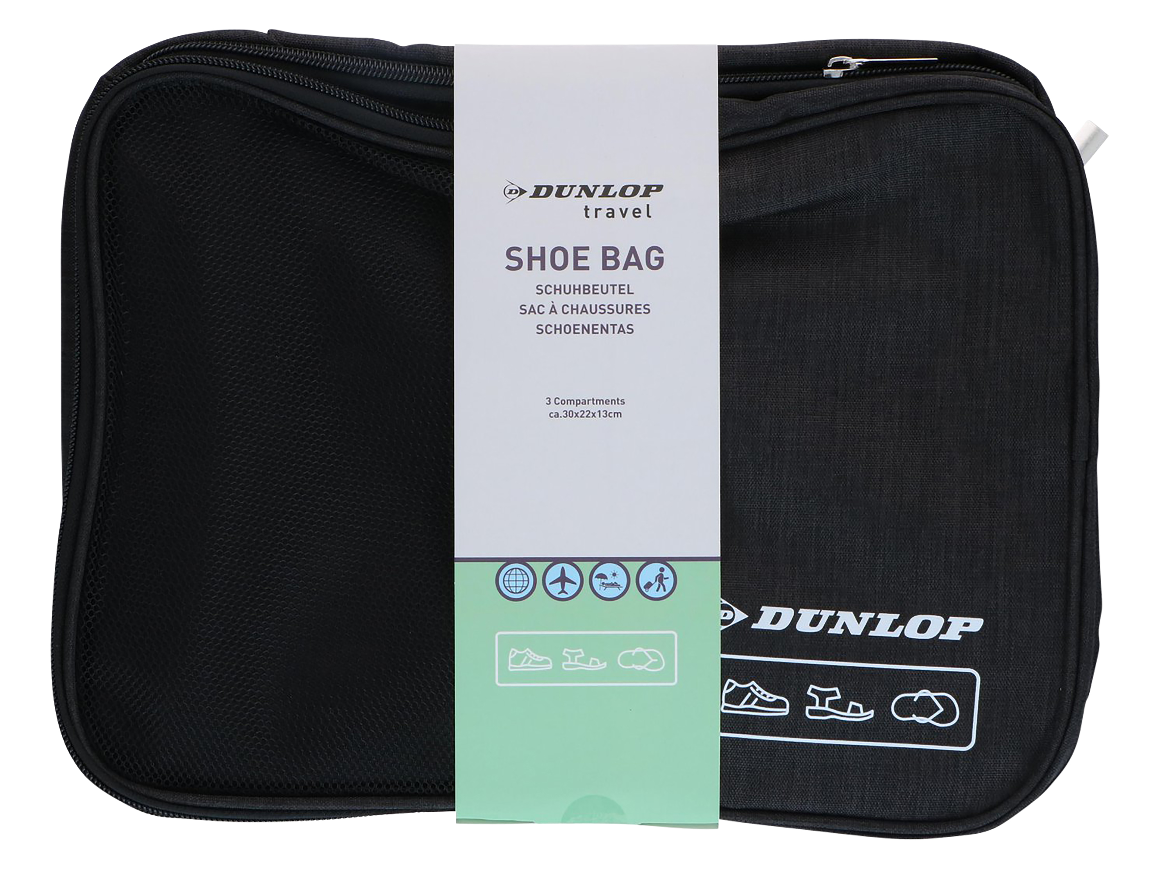 DUNLOP Schuhtasche, 30x22x13 cm, Schwarz, Grau, Blau