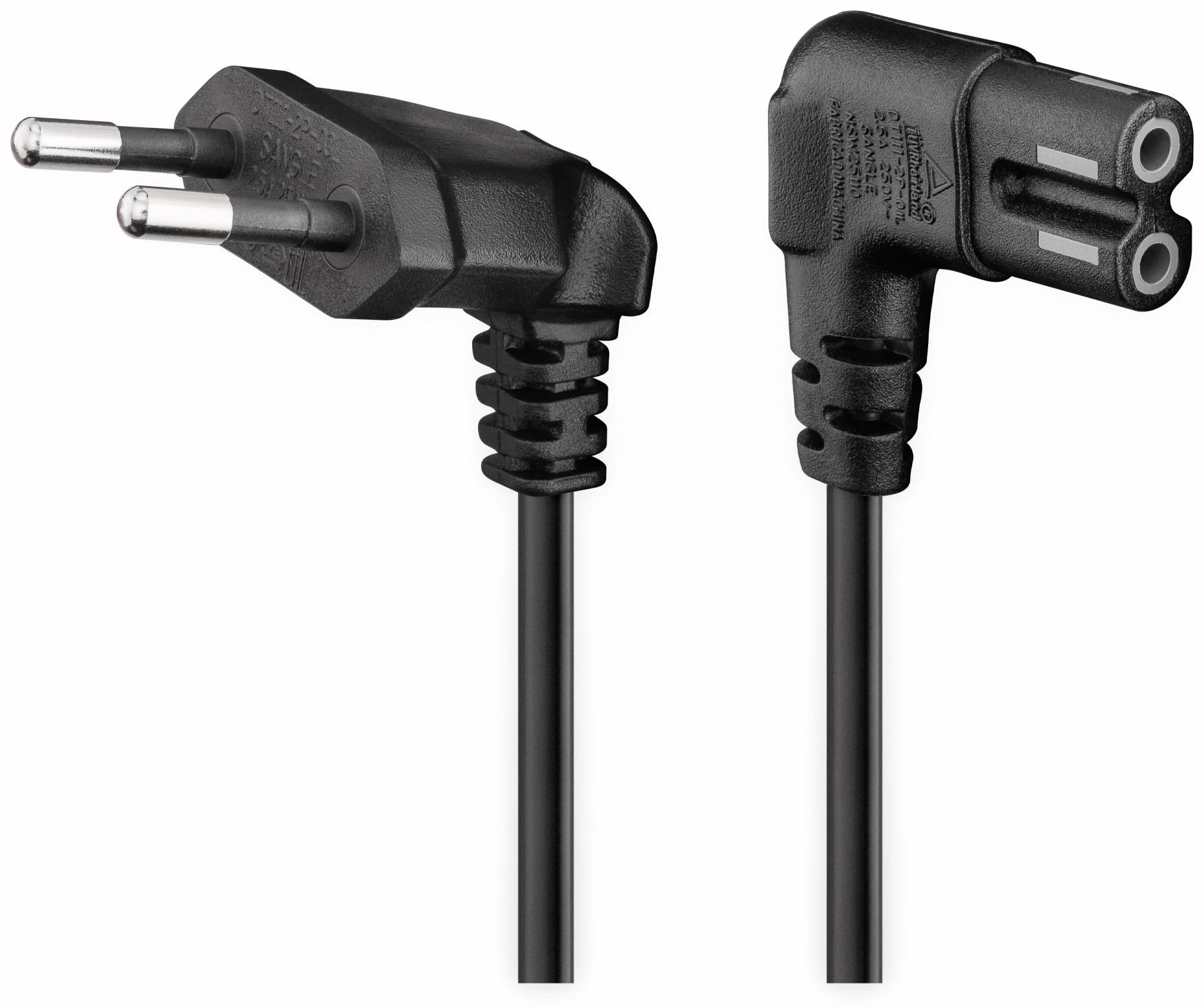 GOOBAY Euro-Netzkabel mit Doppelnutkupplung, schwarz, 0,3m, 90° GOOBAY Euro-Netzkabel mit Doppelnutkupplung, schwarz, 0,3m, 90°