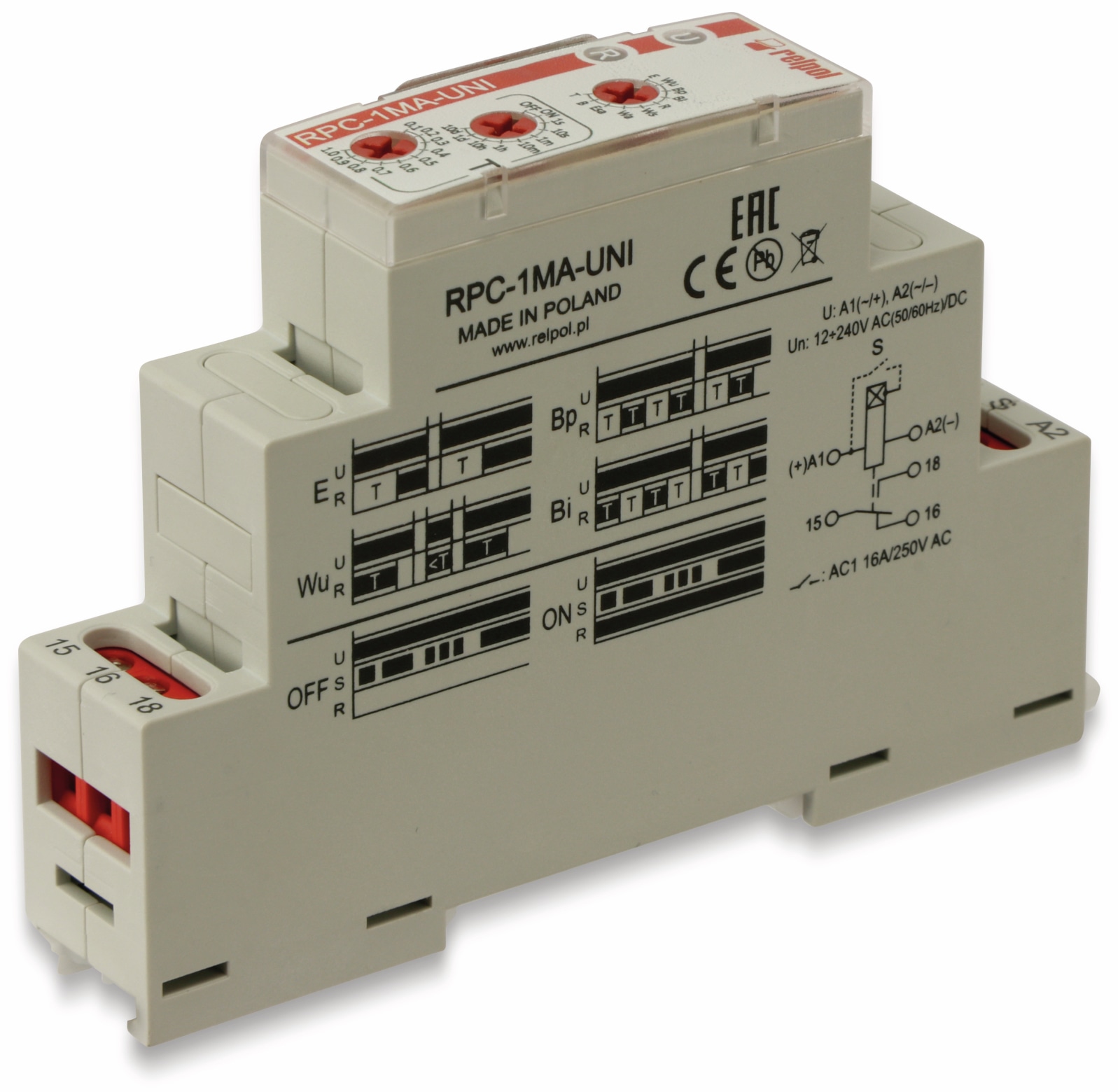 RELTECH Zeitrelais RMFR1, 1 Wechsler, 10 Funktionen RELTECH Zeitrelais RMFR1, 1 Wechsler, 10 Funktionen