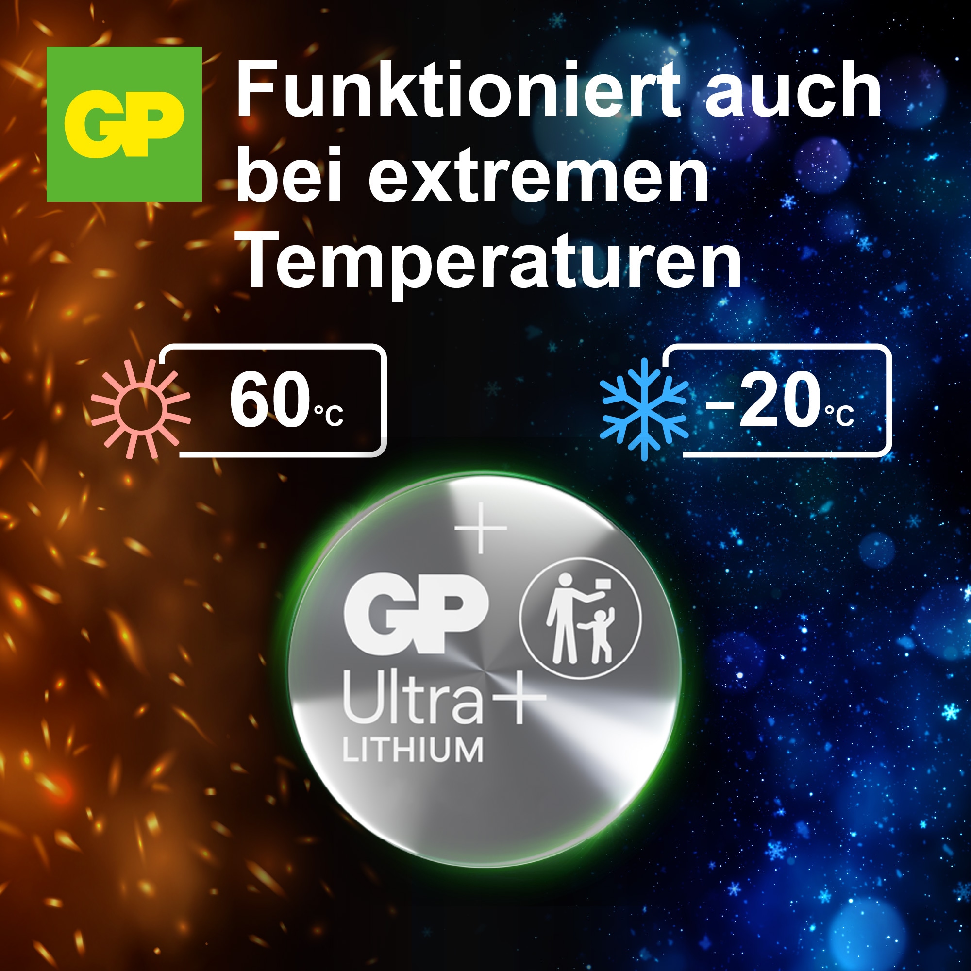 GP Ultra Plus, CR2032 Lithium Knopfzelle, 3 V, 5 Stück