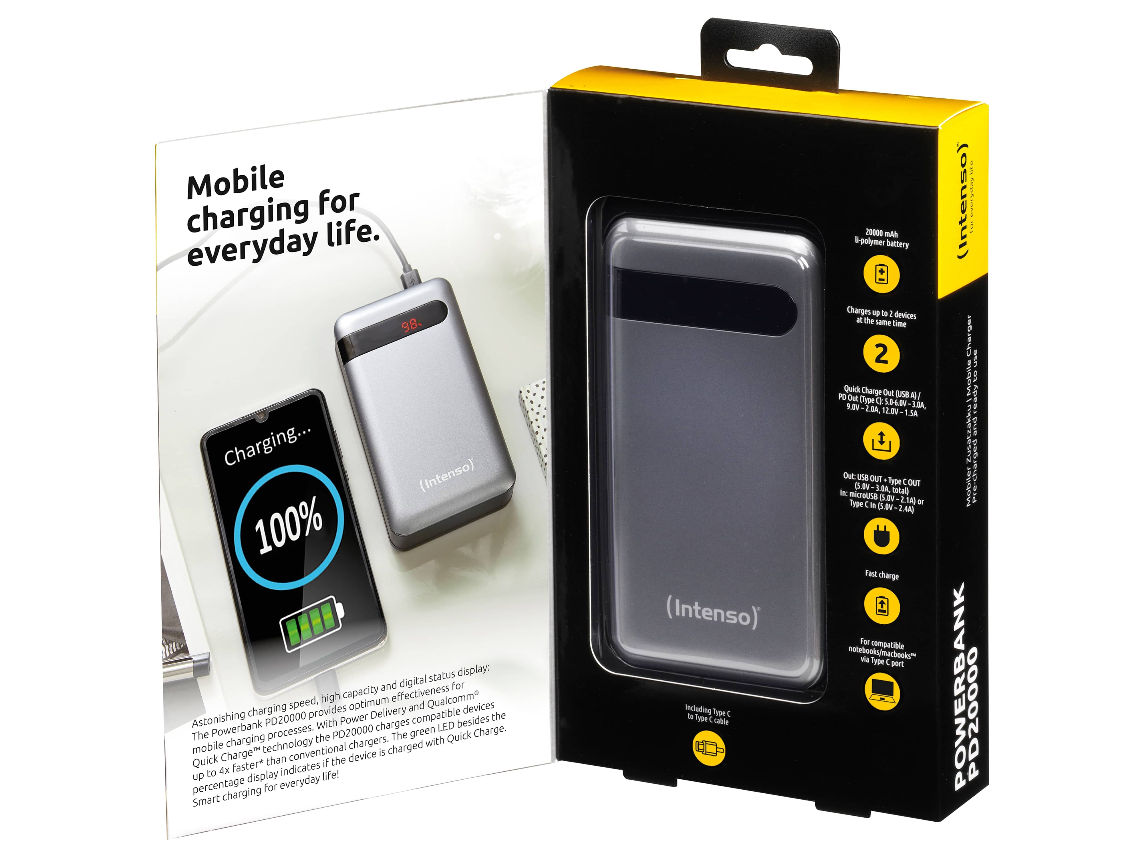 INTENSO USB Powerbank 7332354 PD 20000, 20.000mAh, anthrazit